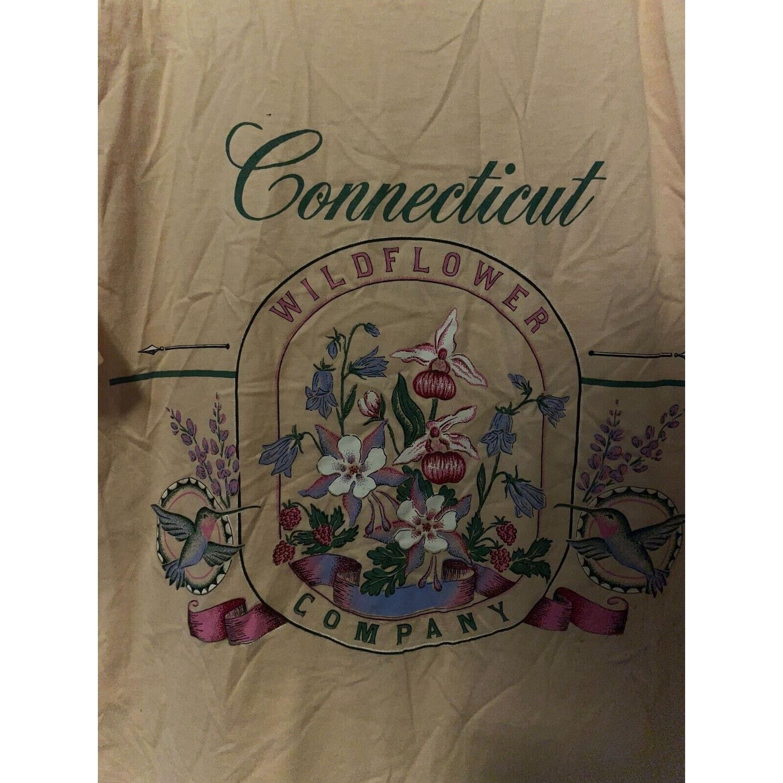 Jerzees Vintage Connecticut Wildflower Shirt Pink Test Print 90s Tee Size US L / EU 52-54 / 3 - 2 Thumbnail