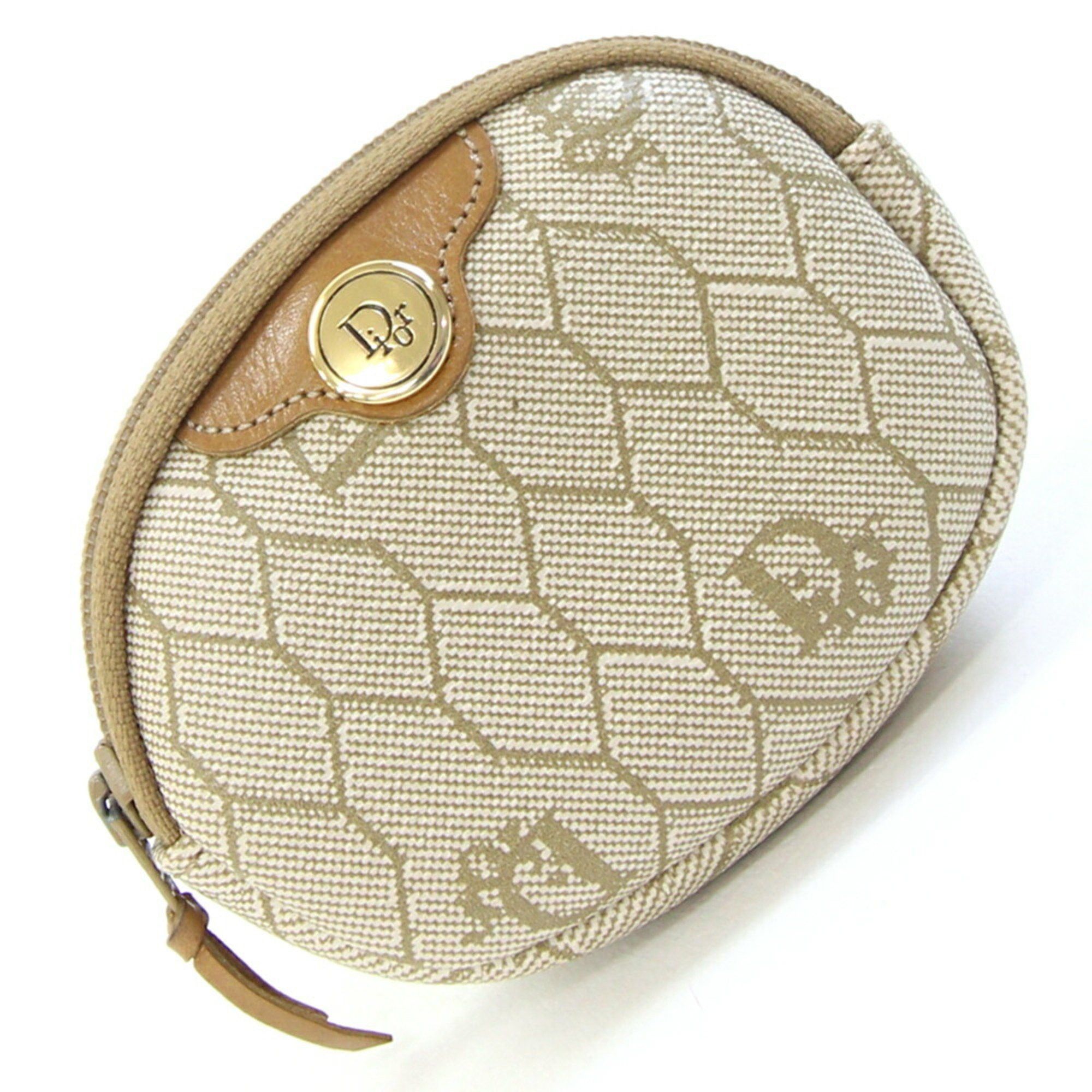 Christian Dior Dior Coin Case Beige Pvc Leather Purse Mini Pouch Old Women's Dior