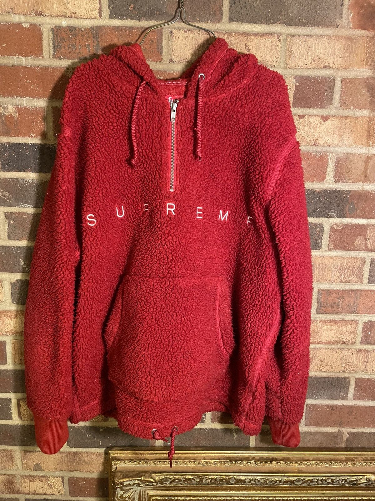 image of Supreme Hooded Sherpa in Red, Men's (Size Small)