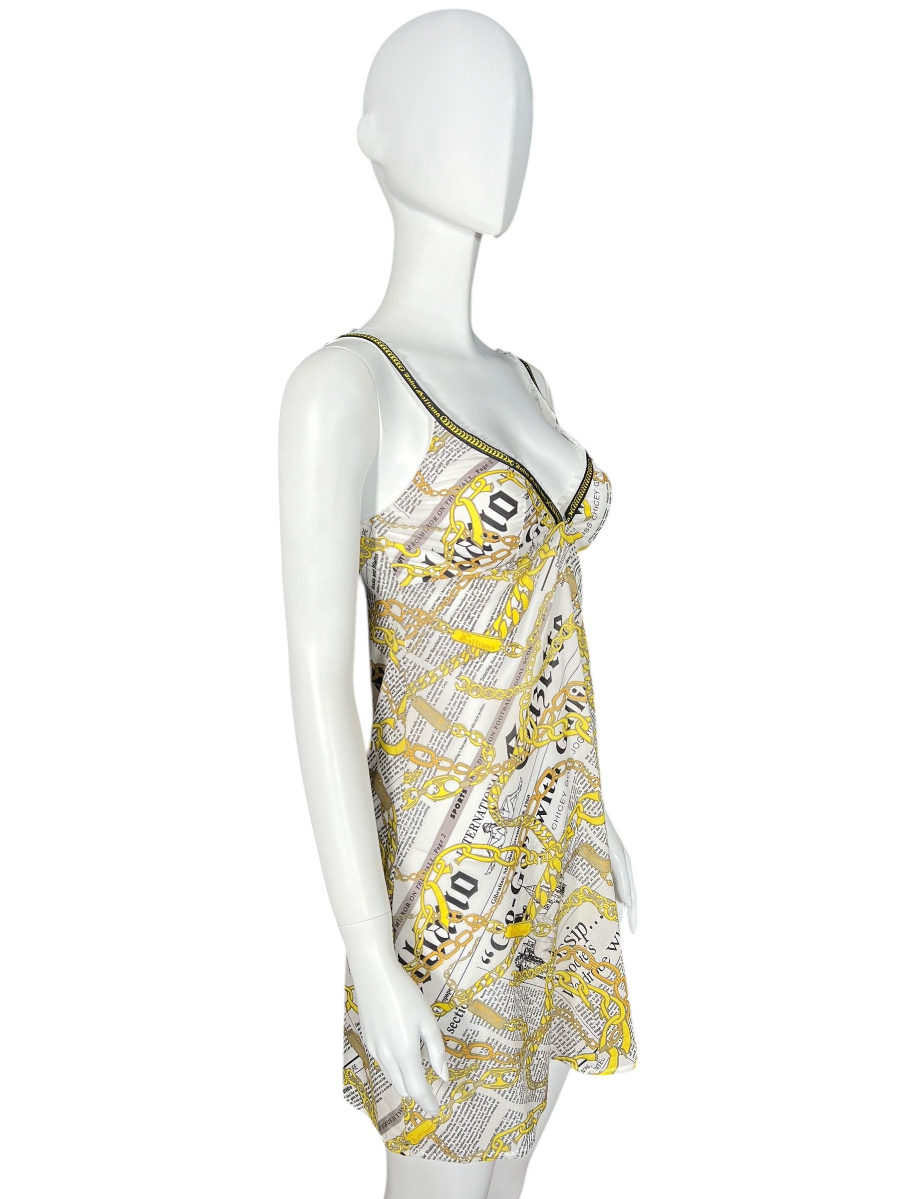 John Galliano John Galliano 2000s Newspaper Chain Slip Dress Size L / US 10 / IT 46 - 2 Thumbnail