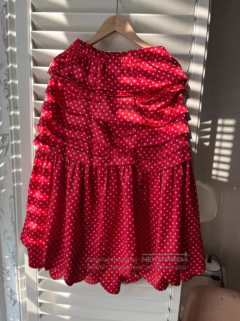 Comme des Garcons Comme Des Garcons size XS Red Polka Dot Asymmetrical Midi S Size 23" - 7 Thumbnail