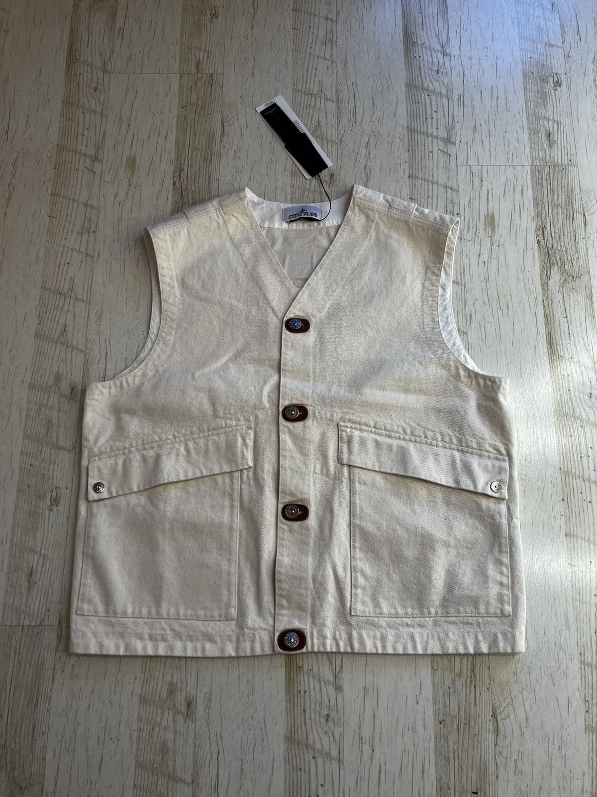 Stone Island Stone Island S.I. Raw Denim Vest XL Natural Cotton Gabardine Size US XL / EU 56 / 4 - 6 Thumbnail