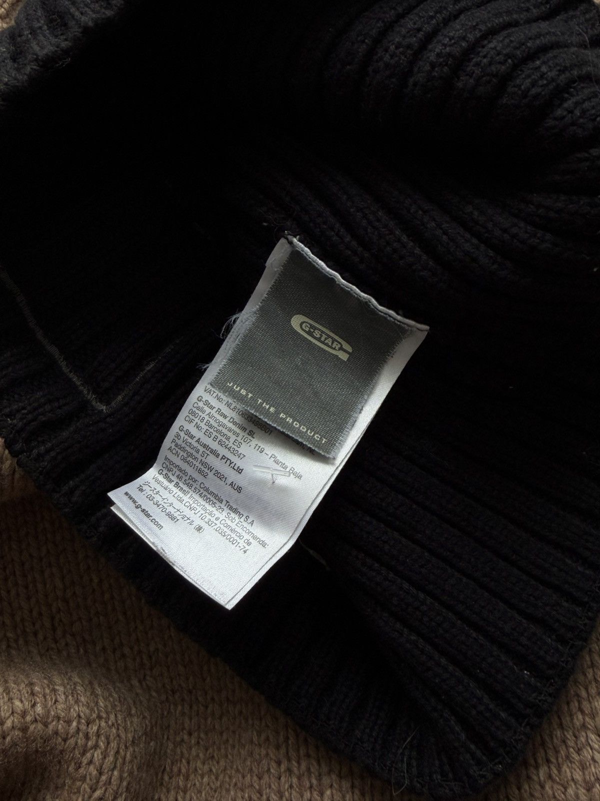 G-Star Vintage G-Star Raw Denim Big Logo Knit Beanie Hat Size ONE SIZE - 6 Thumbnail