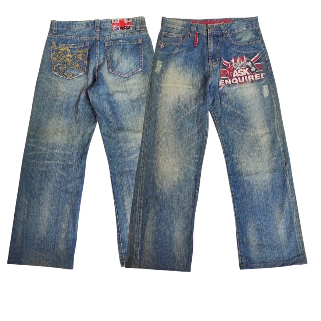 Le Grande Bleu (L.G.B.) ASK London Flag Denim Jeans Size US 30 / EU 46 - 2 Thumbnail
