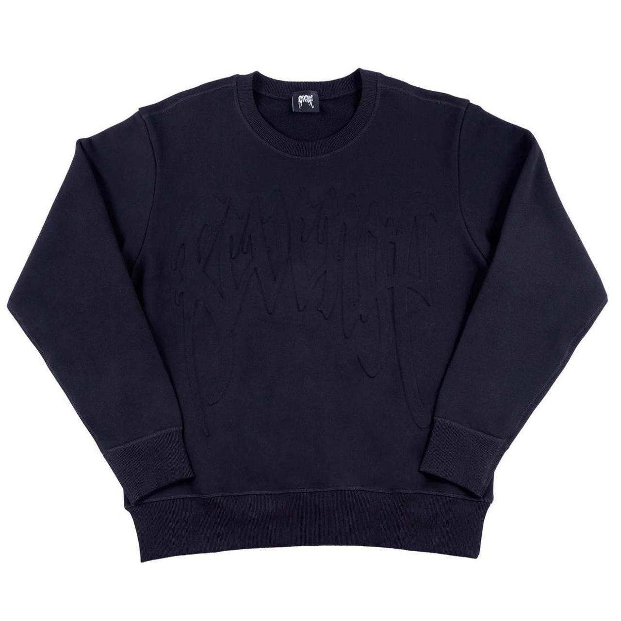 image of Revenge Embossed French Terry Black Crewneck Size Medium, Men's