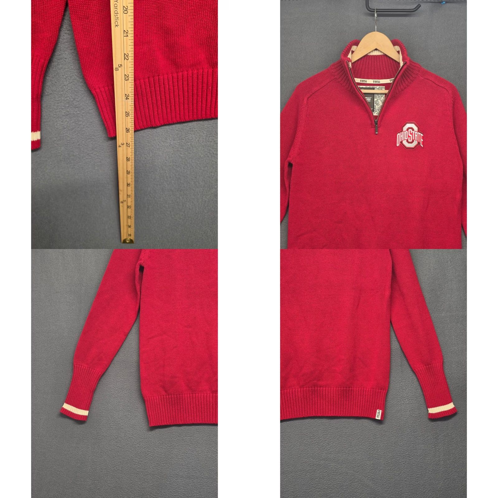 Vintage VINTAGE Ohio State Buckeyes Quarter Zip Sweater Mens Large Red Knit Pullover NCAA Cotton Size US L / EU 52-54 / 3 - 8 Thumbnail