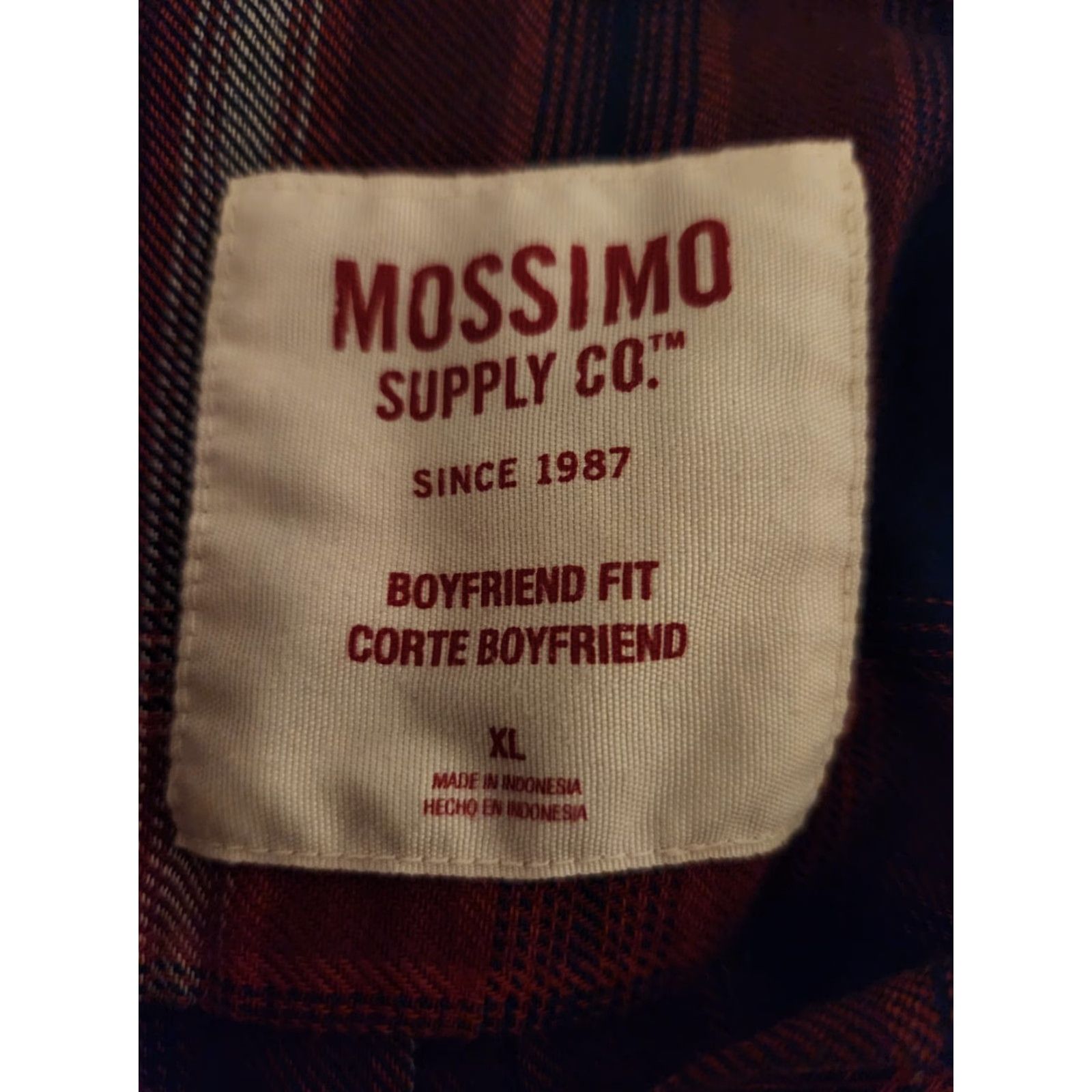 Mossimo Mossimo Flannel Shirt Womens XL Red Blue Plaid Button-Down Boyfriend Fit Top Size XL / US 12-14 / IT 48-50 - 6 Thumbnail