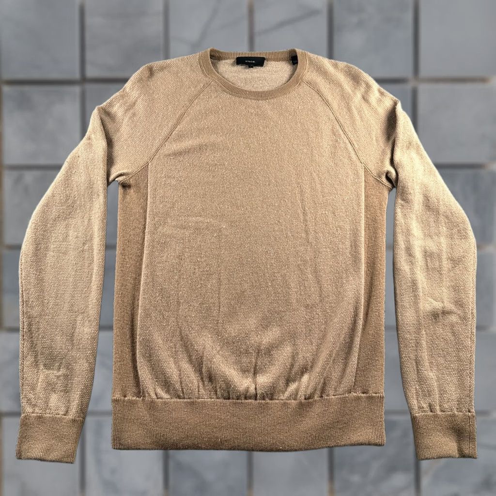 Vince Vince Sweater Mens S Camel Wool Cashmere Crewneck Pullover Knit Beige Tight-Knit Size US S / EU 44-46 / 1 - 1 Thumbnail