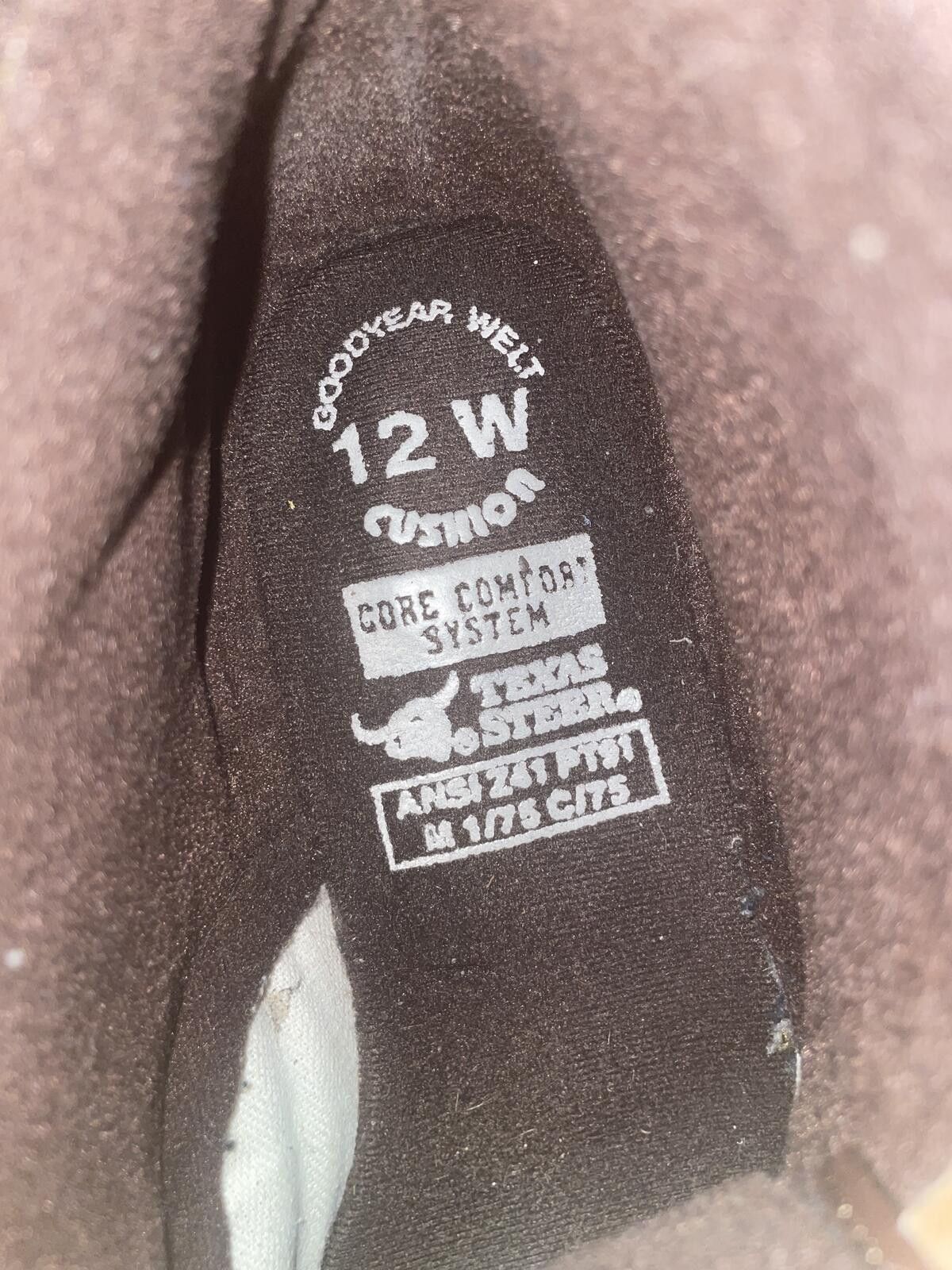 Other Texas Steer Steel Toe Work Boots Mens 12 Brown Outdoor EUC Size US 12 / IT 42 - 5 Thumbnail