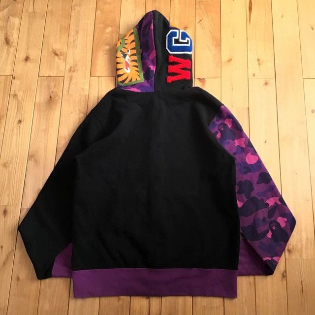 Bape BAPE Black x purple camo shark full zip hoodie a bathing ape Size US M / EU 48-50 / 2 - 2 Thumbnail