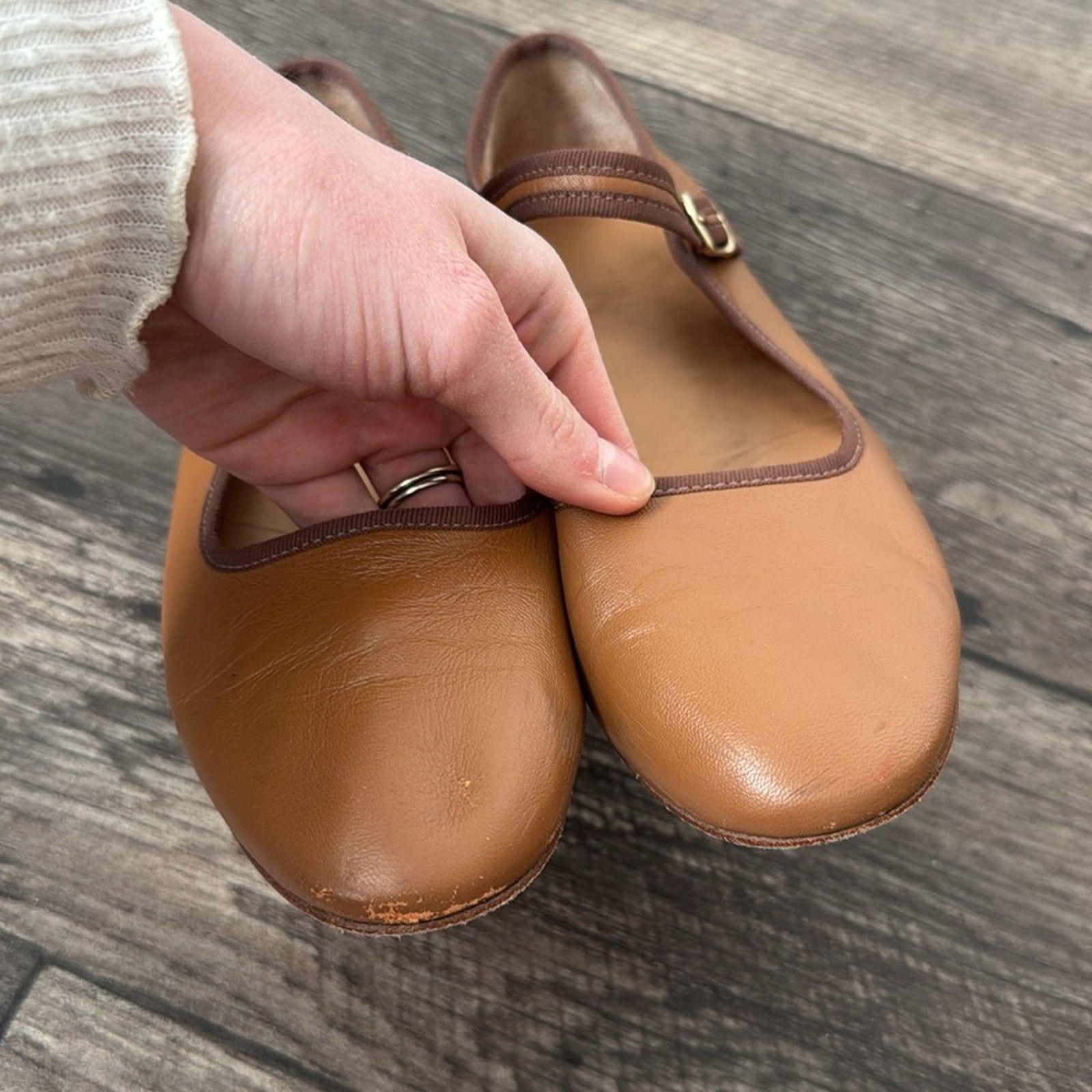 Caron Callahan Caron Callahan 37.5 Leather Mary Jane Shoes in Cognac Brown Size US 7 / IT 37 - 11 Thumbnail