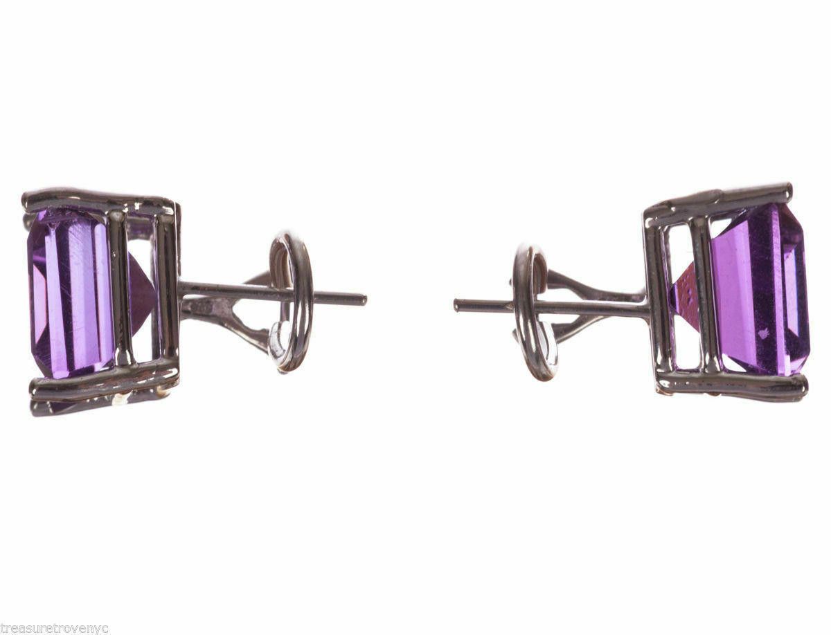 Designer 14 kt White Gold Emerald Cut Amethyst Earrings Alberto Juan Size ONE SIZE - 5 Thumbnail