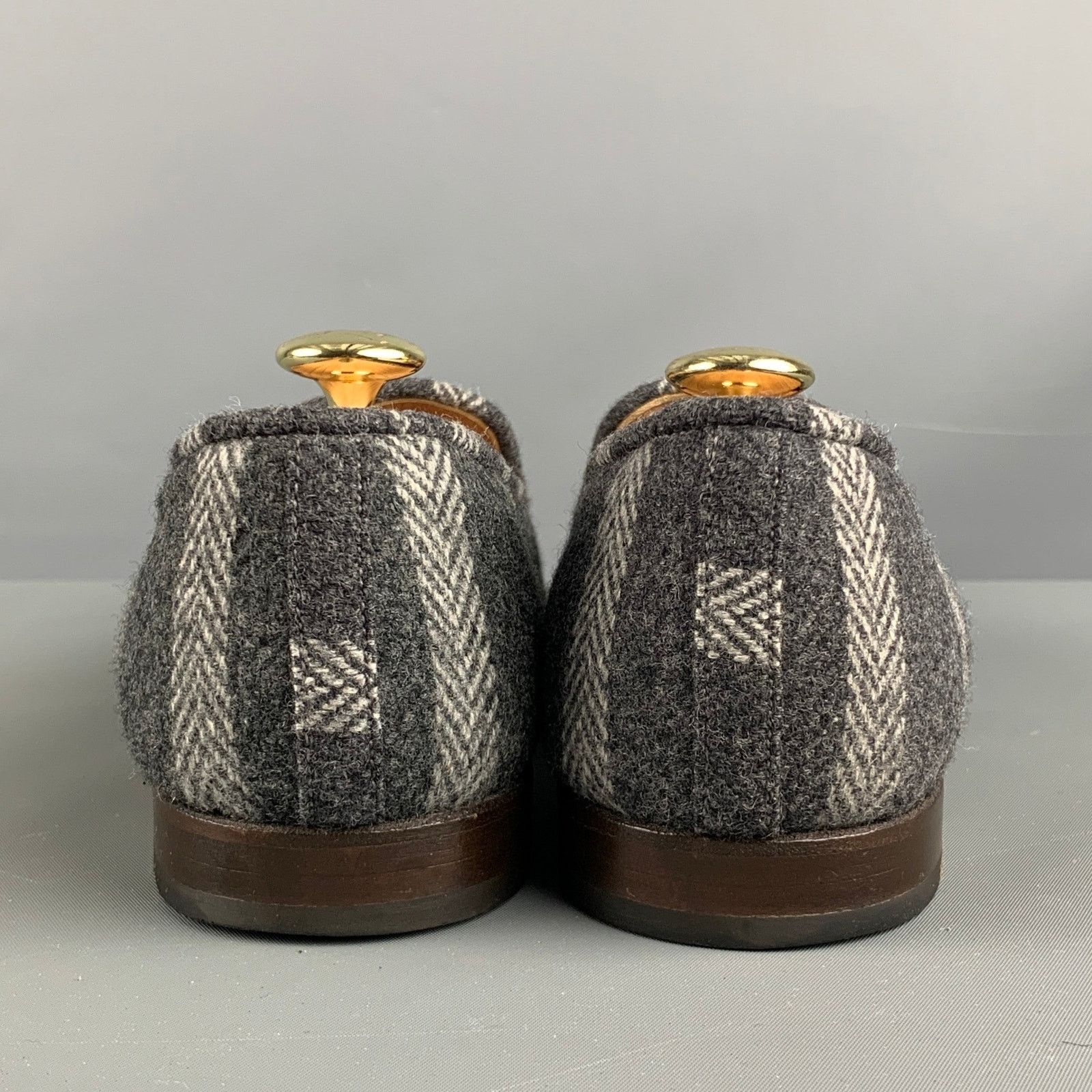 Stubbs & Wootton STUBBS & WOOTTON 10 Grey Silver & Gold Wool Slip On Loafers Size US 10 / EU 43 - 3 Thumbnail