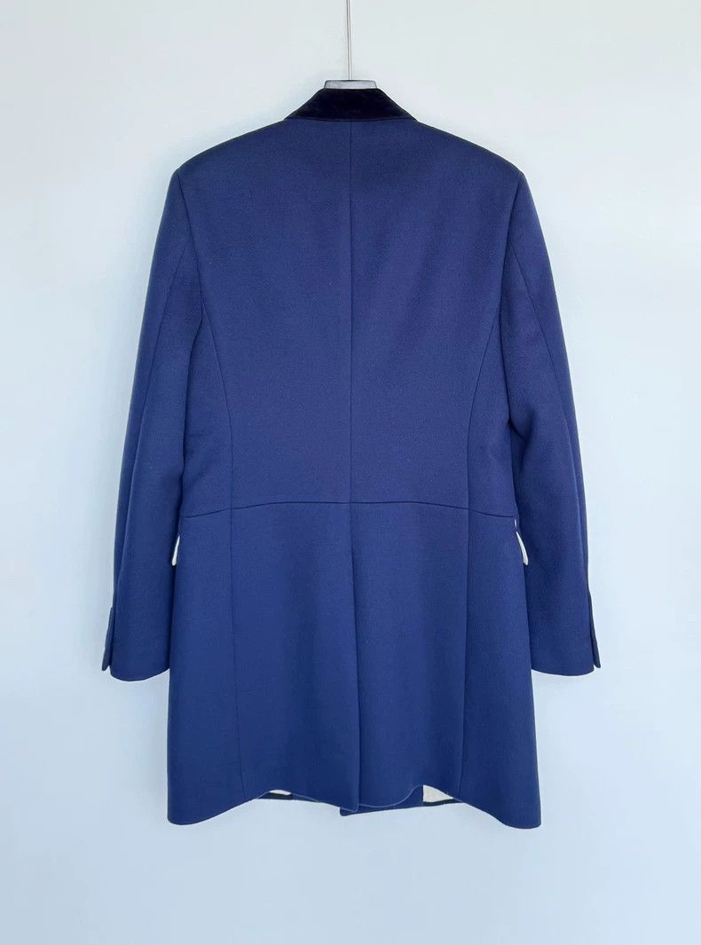 Alexander McQueen Alexander Mcqueen Velvet collar blue double-breasted coat Size US L / EU 52-54 / 3 - 5 Thumbnail
