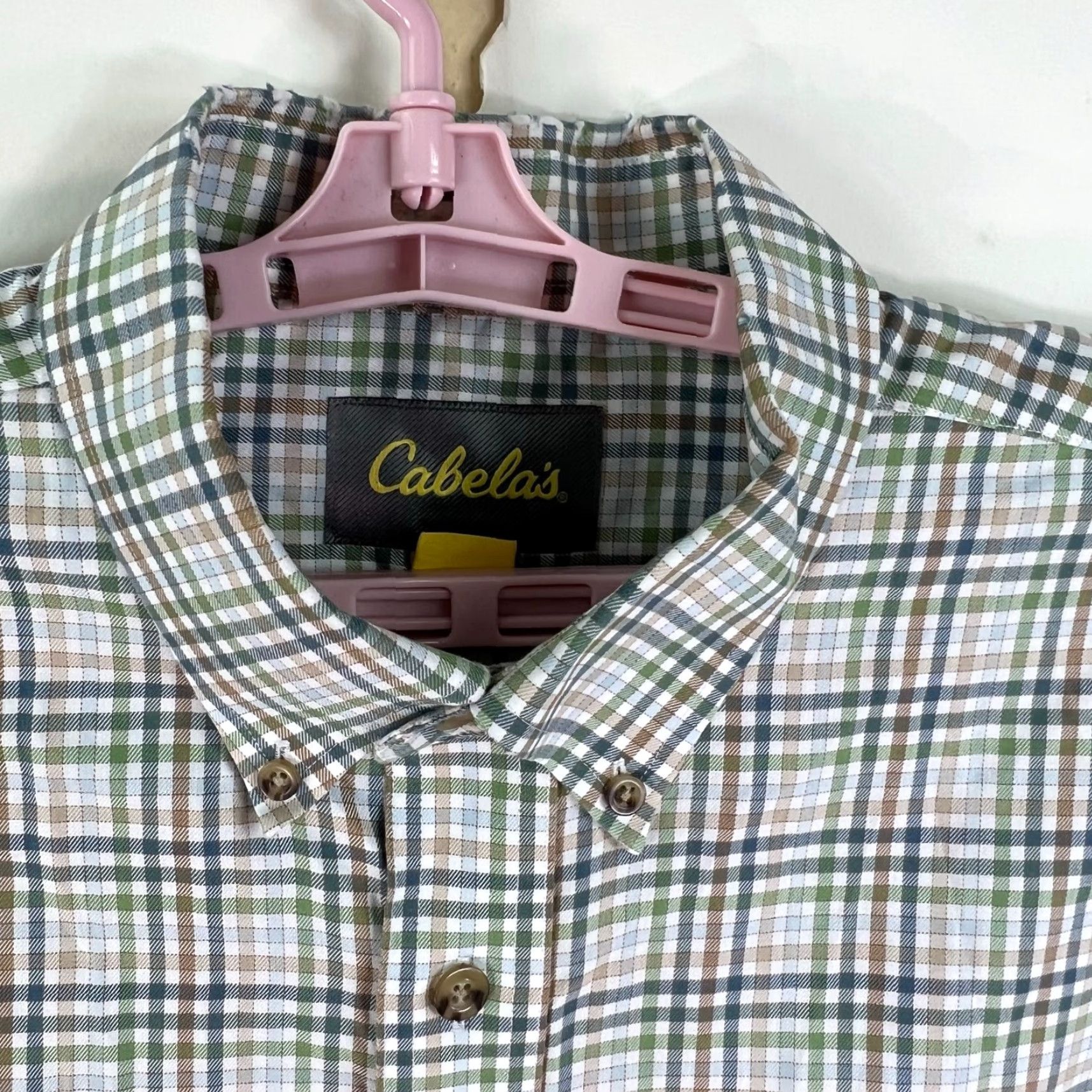 Vintage Cabela's Shirt Plaid Long Sleeve Button Down Mens XL Green Cotton Size US XL / EU 56 / 4 - 3 Thumbnail