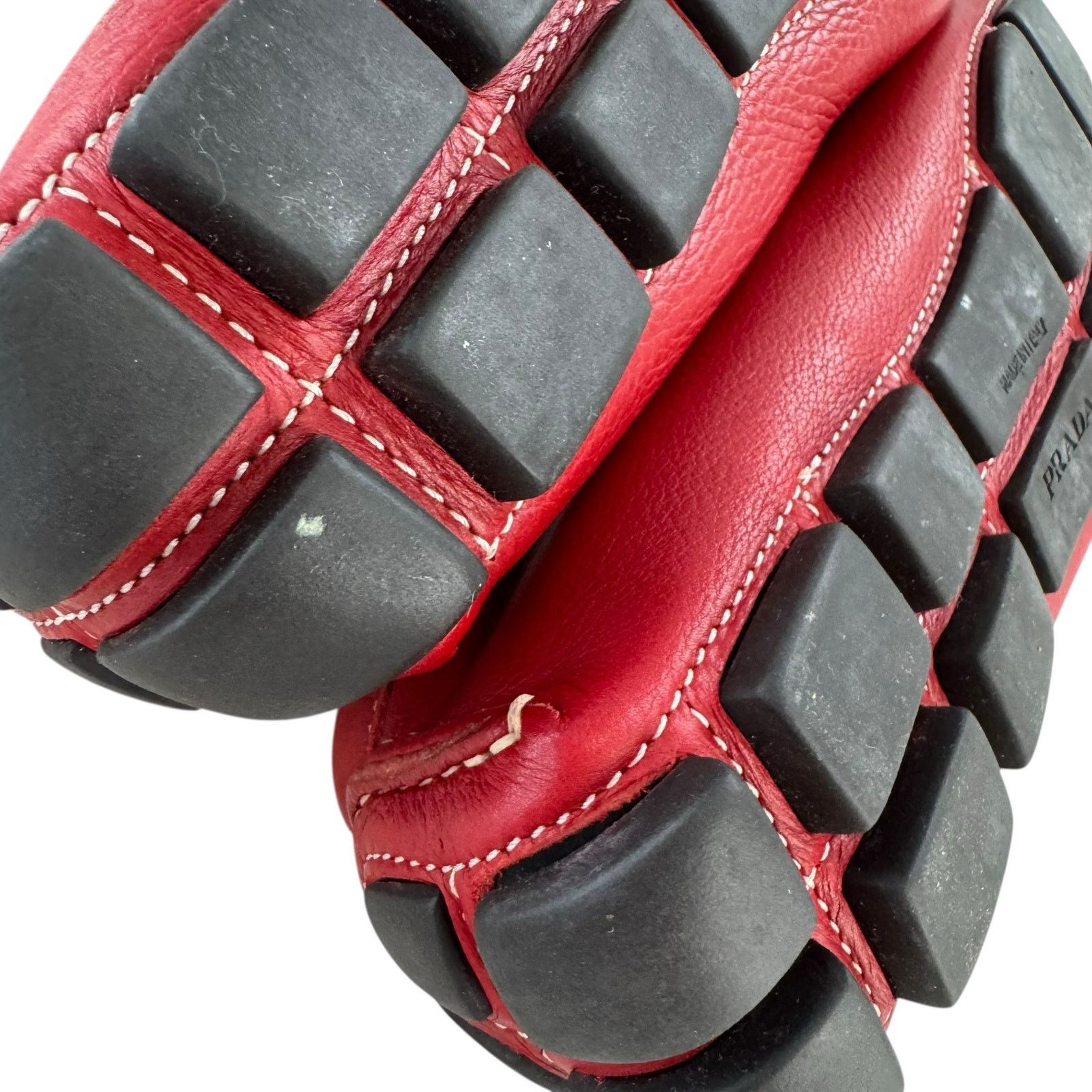Prada Prada Red Pebbled Leather Loafers Size US 7 / IT 37 - 13 Thumbnail
