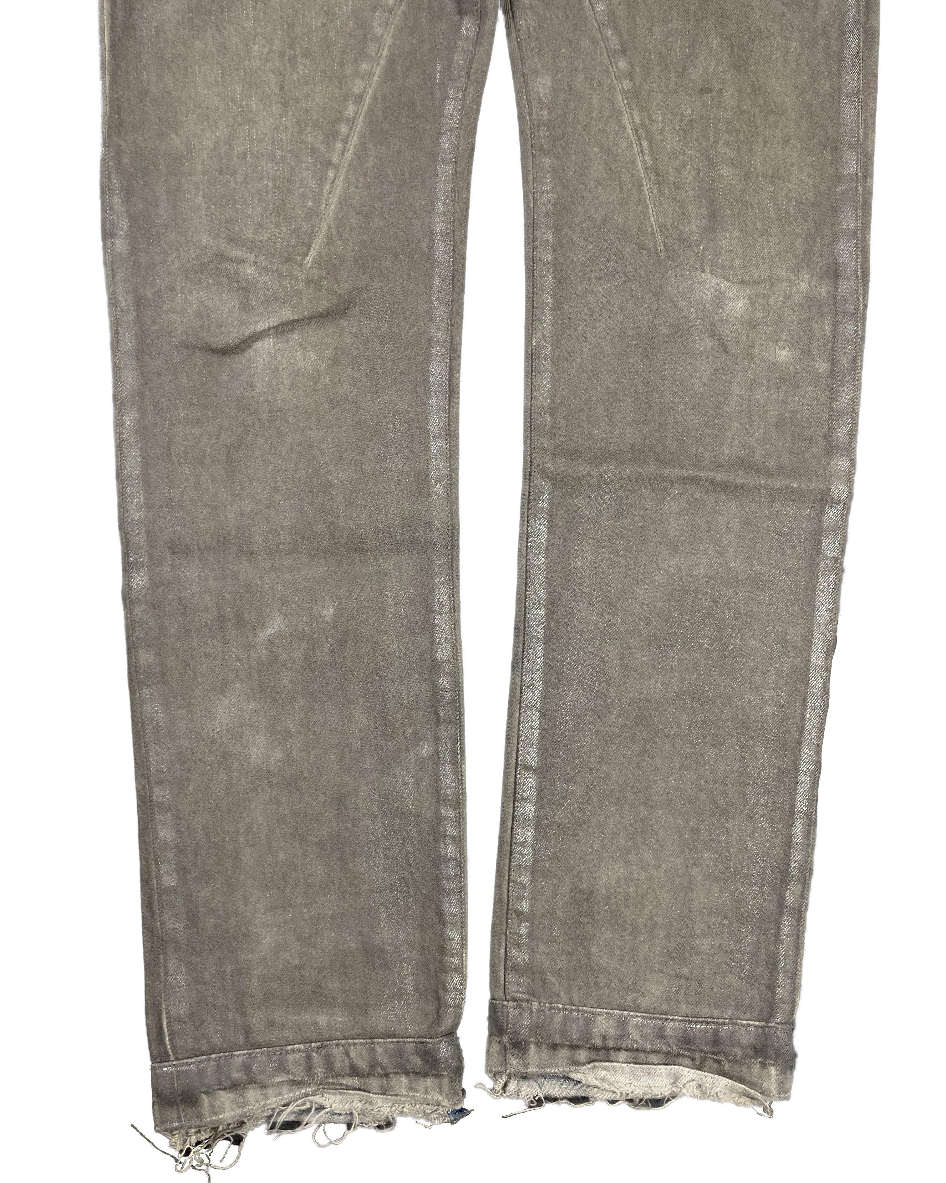 Rick Owens FW10 "GLEAM" SILVER MUD WASH WAXED DETROIT CUT JEANS Size US 30 / EU 46 - 8 Thumbnail