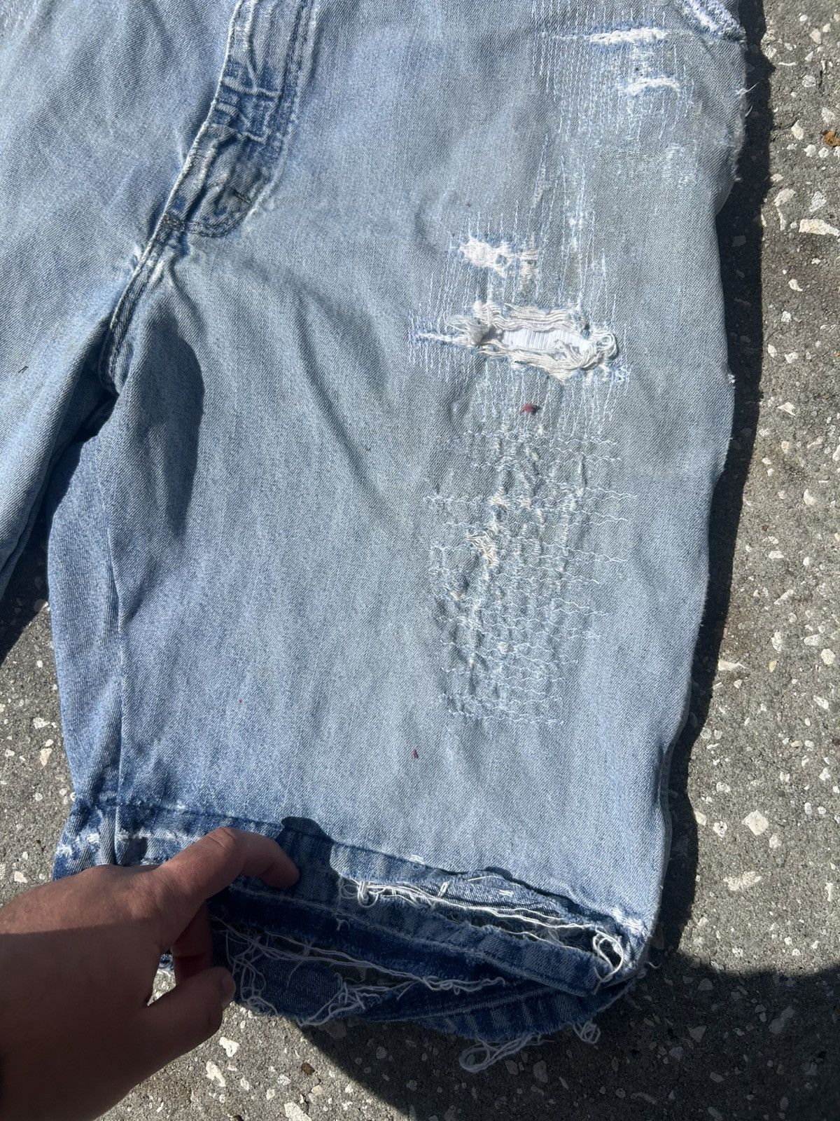 Other 1/1 Your World distressed frayed denim carpenter work shorts Size US 36 / EU 52 - 2 Thumbnail