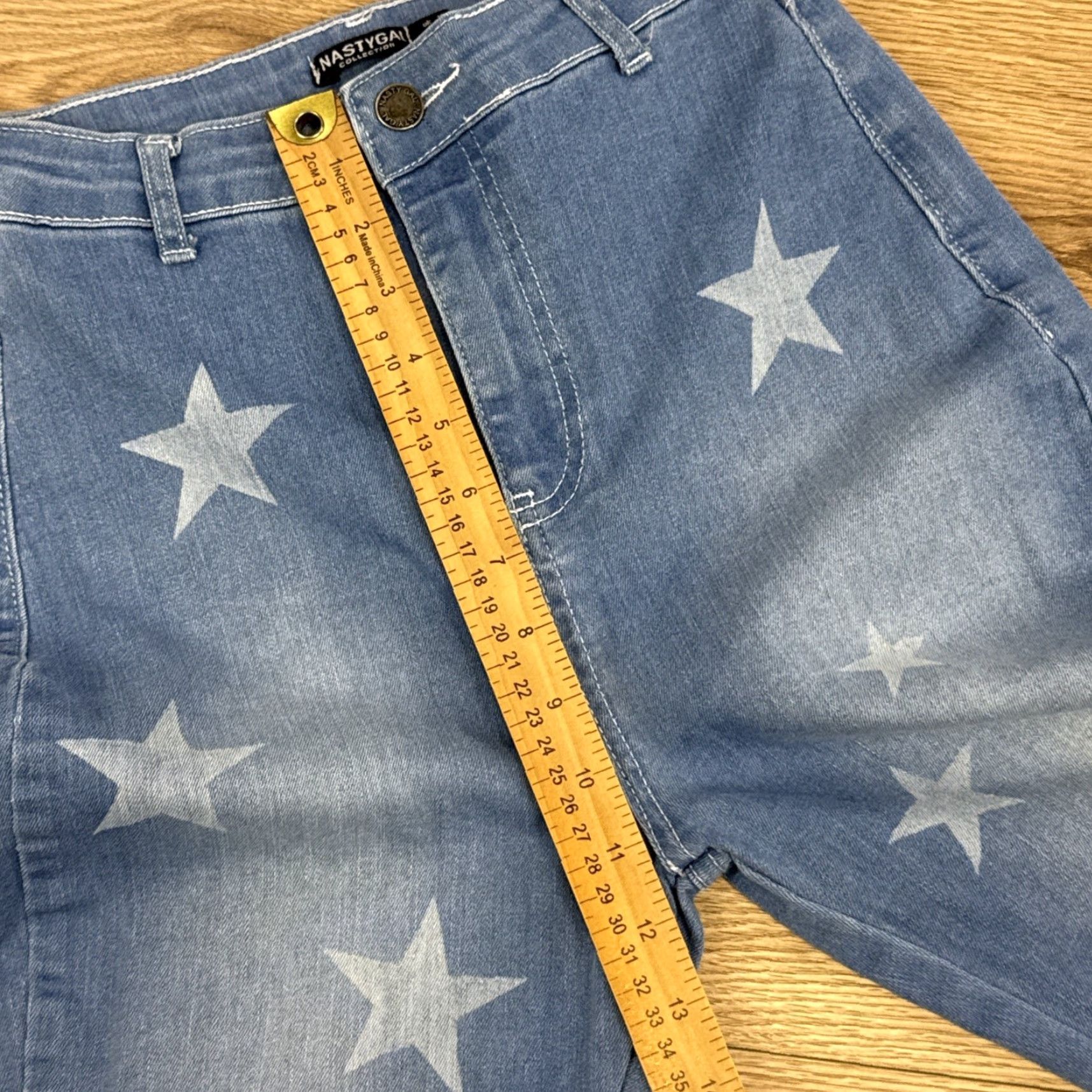 Nasty Gal Nasty Gal High Rise Flare Jeans - Stretch Denim - Black - Starry Written in the Stars - Size 6 - Women’s Jeans Size 28" / US 6 / IT 42 - 7 Thumbnail