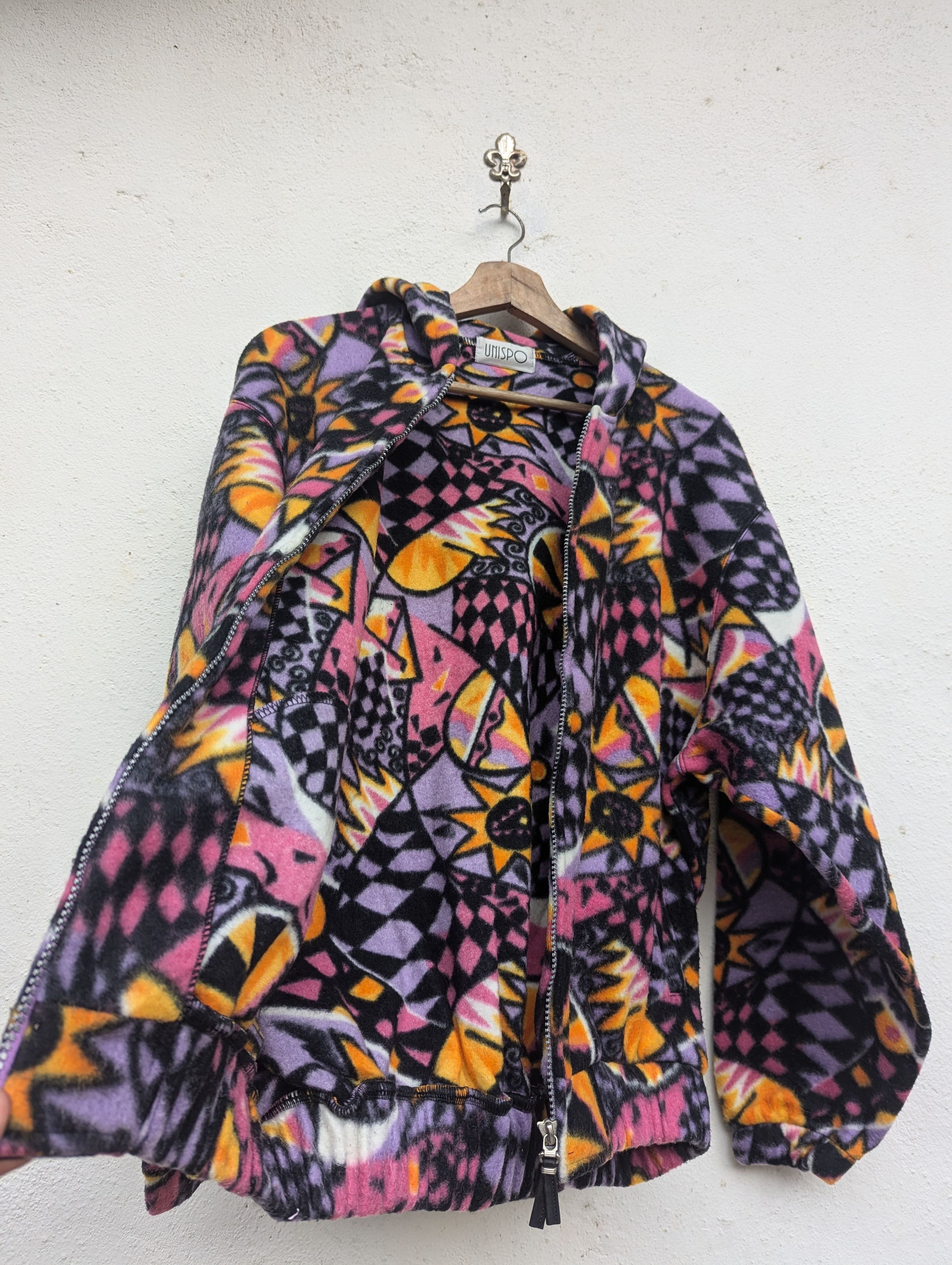 Japanese Brand UNISPO COLOURFULL HOODIE BOMBER JACKET Size US XL / EU 56 / 4 - 9 Thumbnail