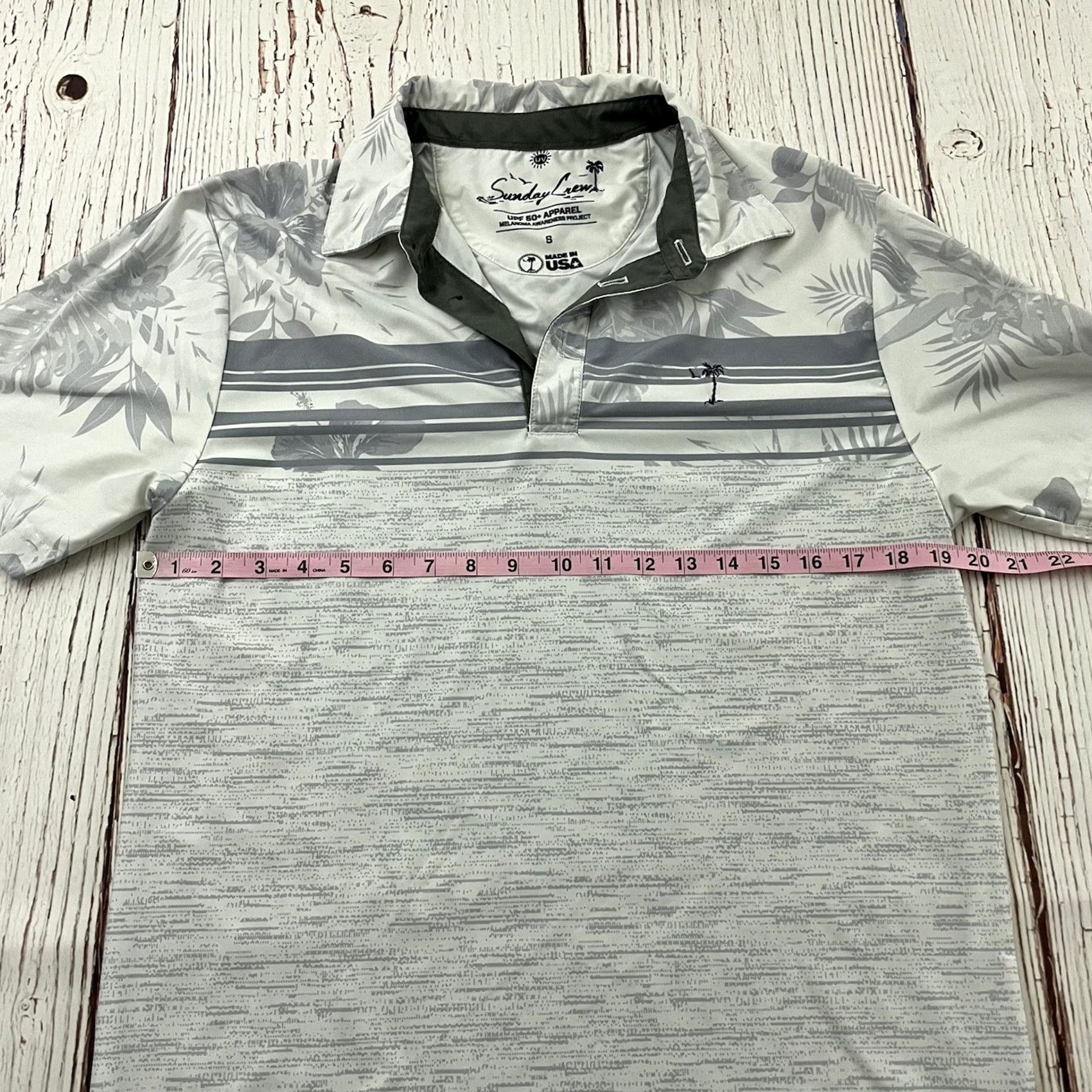 Vintage Sunday Crew Striped Short Sleeve Golf Polo Shirt Men's S Gray UPF 50+ Shirt Size US S / EU 44-46 / 1 - 5 Thumbnail