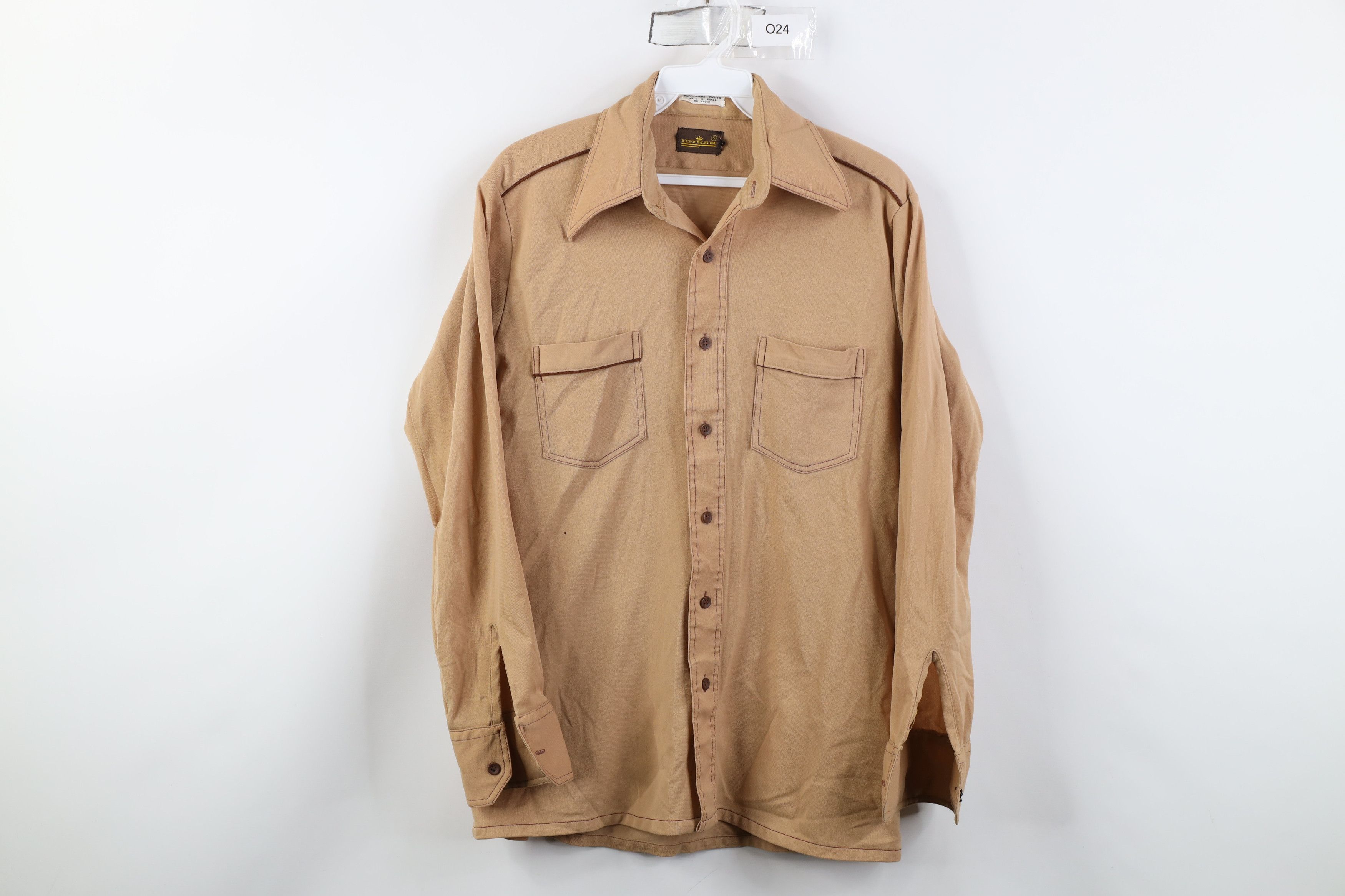Vintage Vintage 60s 70s Streetwear Dagger Collar Knit Button Shirt Size US S / EU 44-46 / 1 - 1 Thumbnail