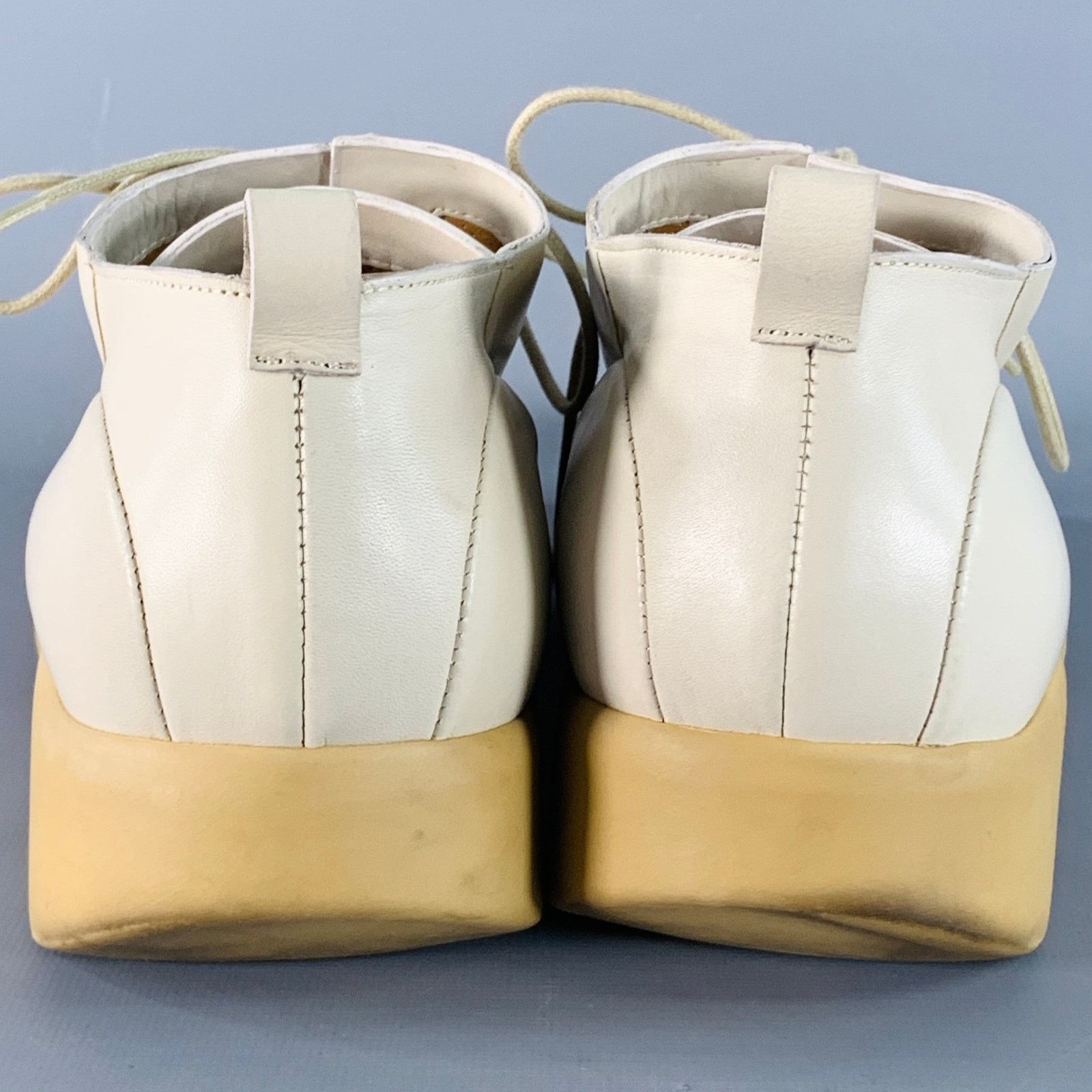Costume National Size 10 Beige Leather Square Toe Oxford Lace-Up Shoes Size US 10 / EU 43 - 3 Thumbnail