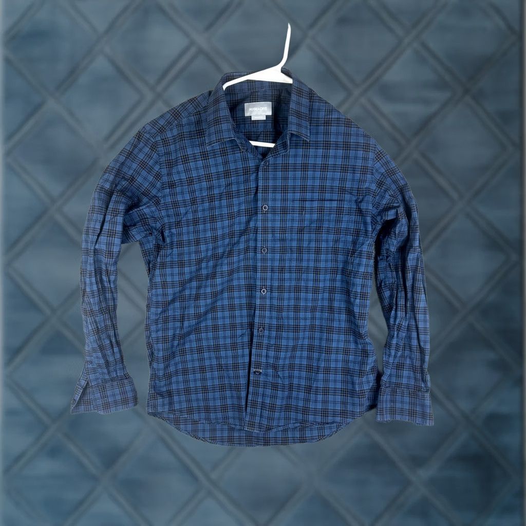 Vintage Hugh & Crye Shirt Mens M Long Sleeve Button Front Plaid Blue Cotton Shirt Size US M / EU 48-50 / 2 - 1 Thumbnail