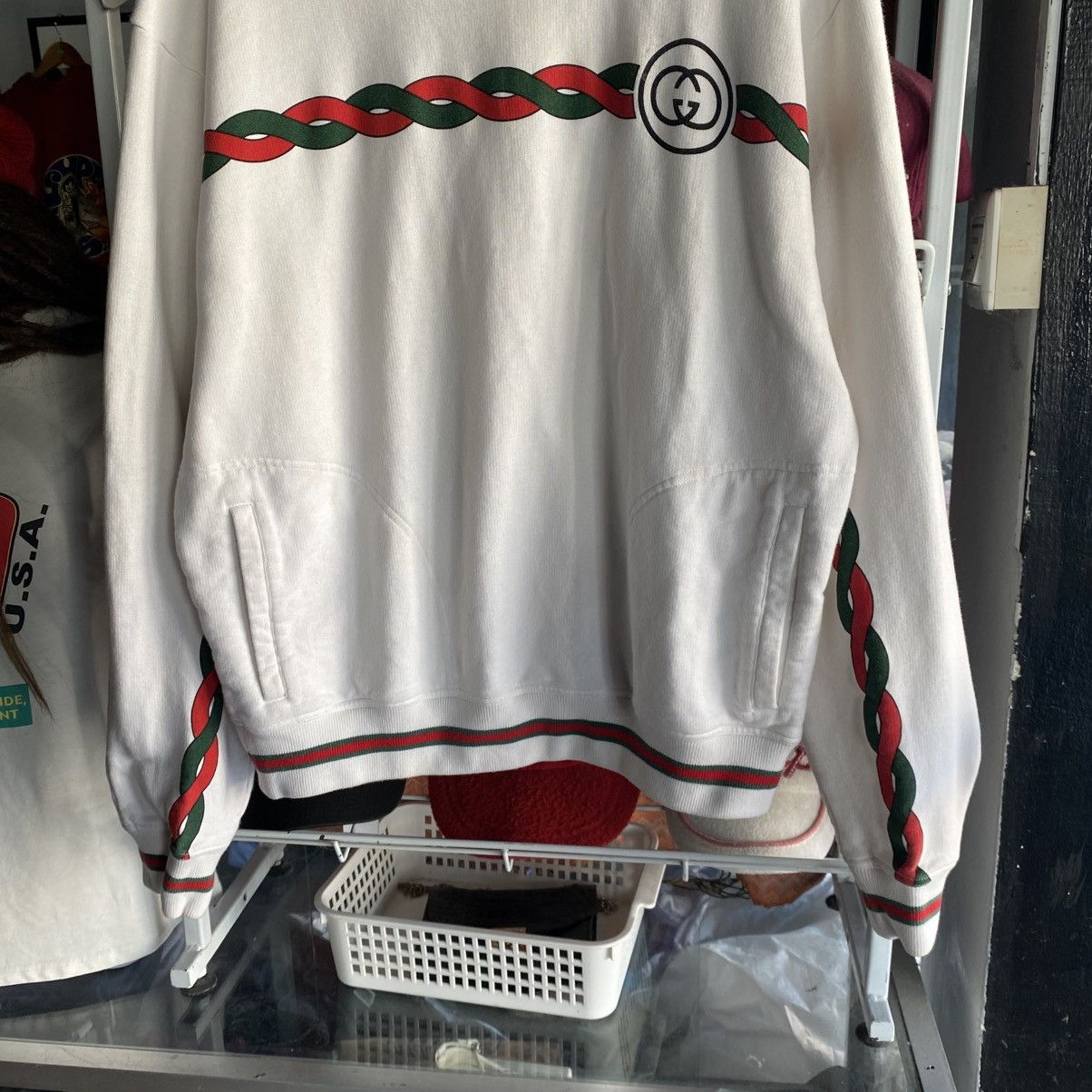 Gucci Gucci Interlocking G Logo Web Trim Striped Sweatshirt Size US L / EU 52-54 / 3 - 4 Thumbnail