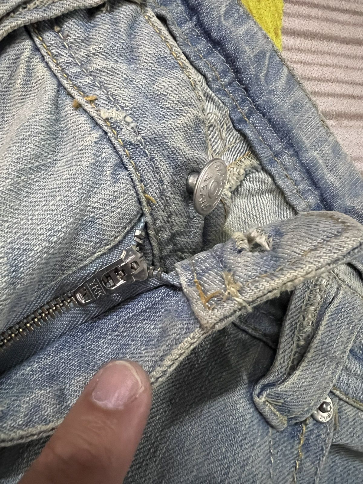 Japanese Brand 💥Flare💥Marna Clef De Sol Faded Distress Jean Size US 32 / EU 48 - 13 Thumbnail