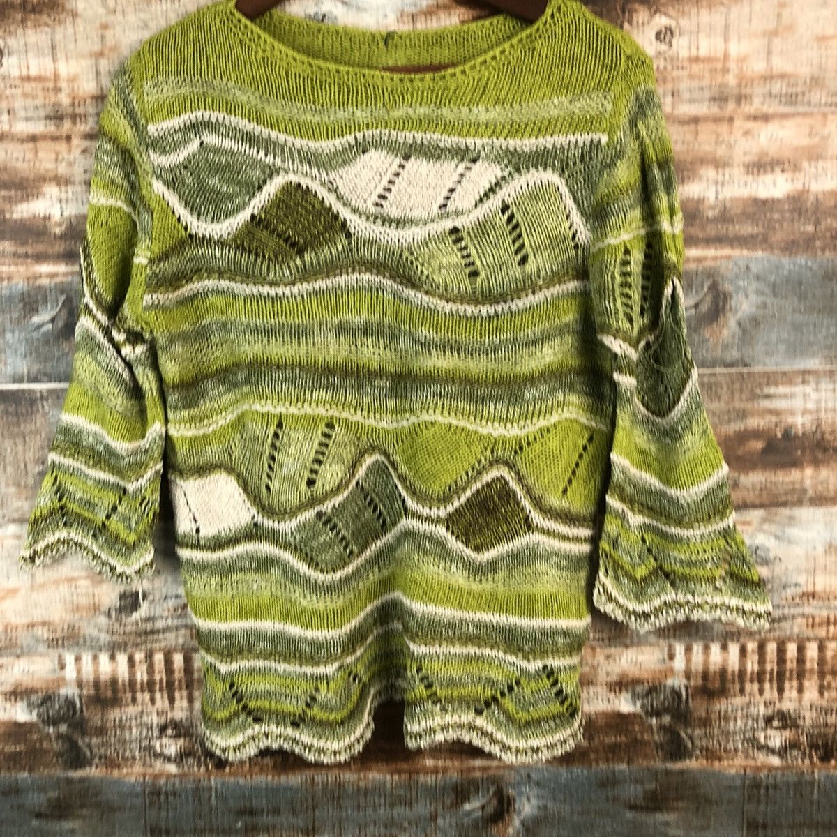 Homespun Knitwear × Japanese Brand DL Japan Art style vintage Green Knitwear #C524 Size S / US 4 / IT 40 - 2 Thumbnail
