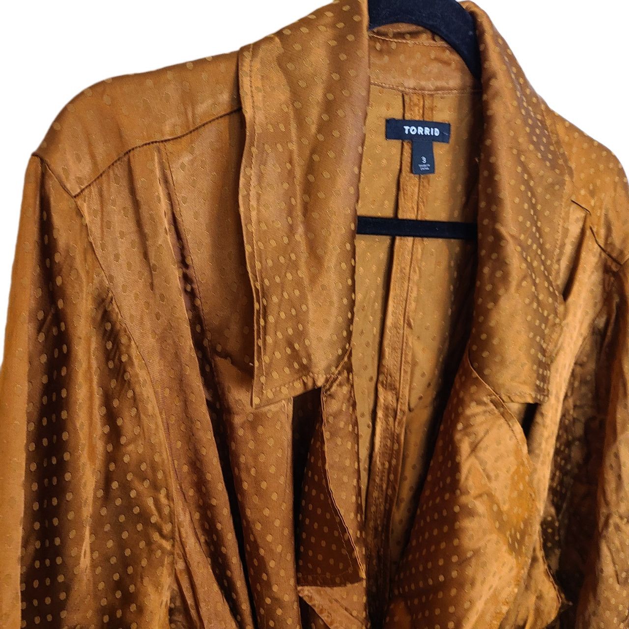 Corridor Torrid Copper Dotted Jacquard Collared Jacket Longline 3X Size 3XL / US 20-22 - 6 Thumbnail
