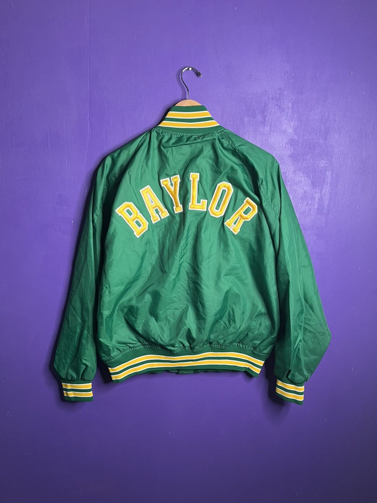Vintage Vintage 80s Baylor university satin style jacket Size US L / EU 52-54 / 3 - 2 Thumbnail