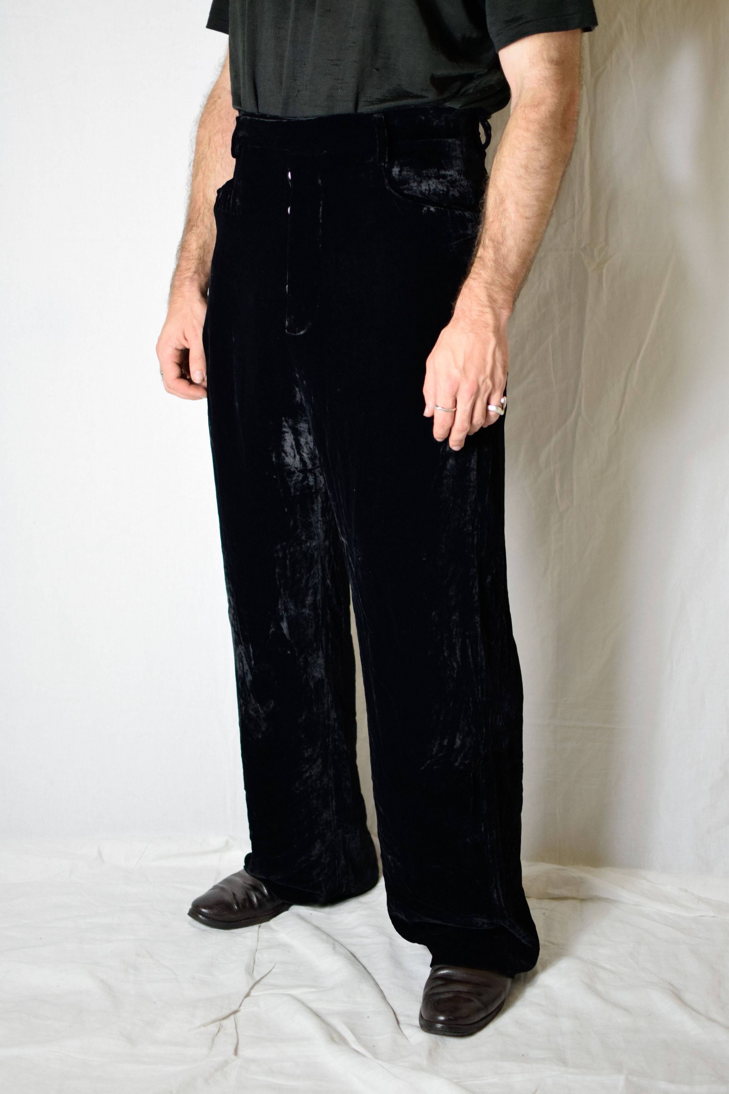 Rick Owens Rick Owens AW17 Velvet Wide Pants - RU178368-NV Size US 32 / EU 48 - 1 Thumbnail