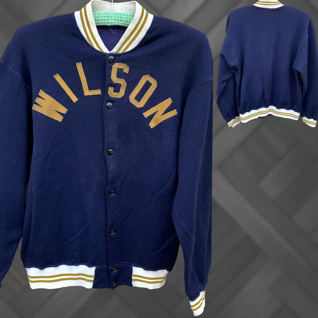 Wilson vintage Russell jacket snap front WILSON on front 50s 1950s size M blue sportswear/Beach Mens/Adult? Size US M / EU 48-50 / 2 - 1 Thumbnail