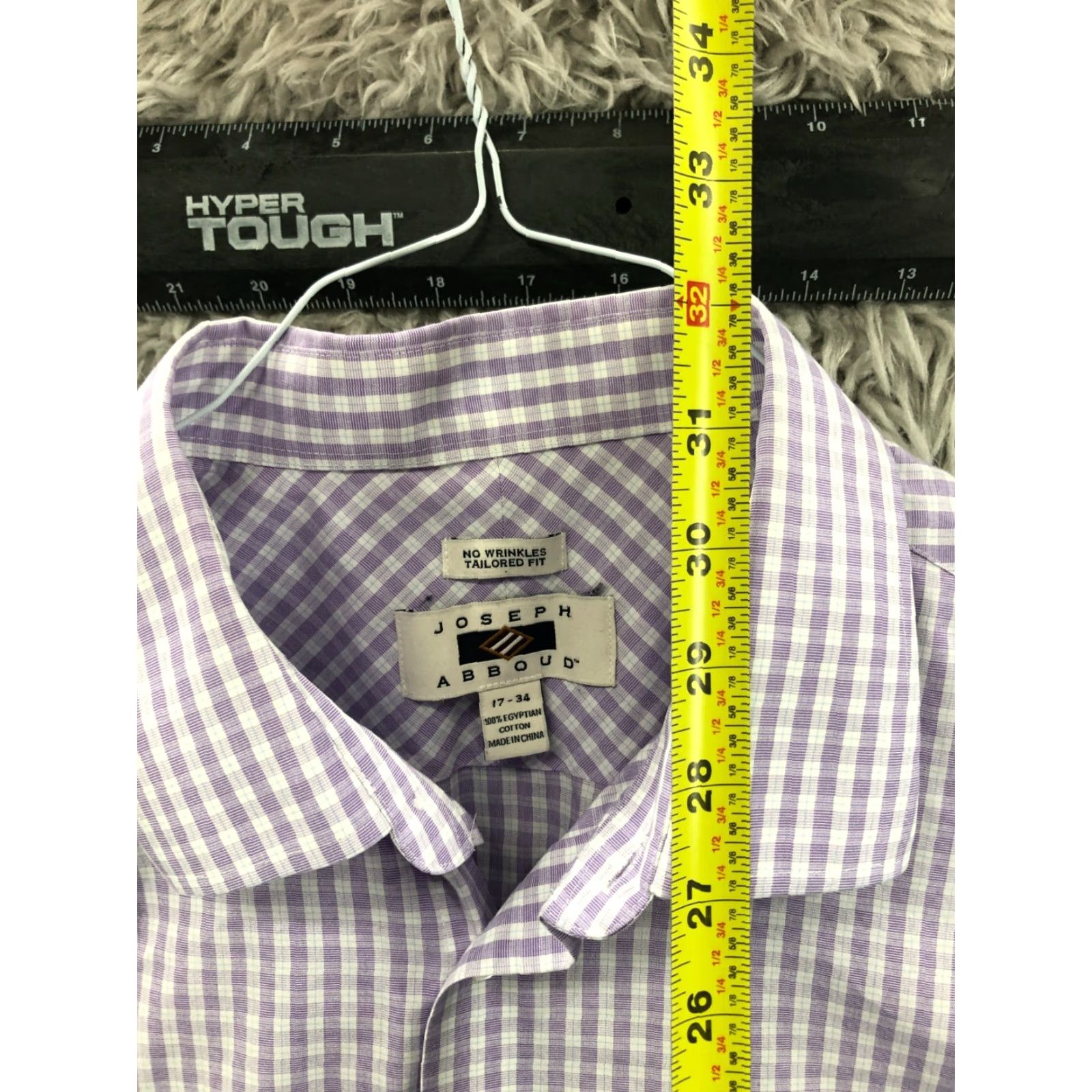 Joseph Abboud Joseph Abboud Shirt Mens Size 17 Purple Plaid Button-Up Knit Slim Regular Long Sleeve Shirt Size US XL / EU 56 / 4 - 5 Thumbnail