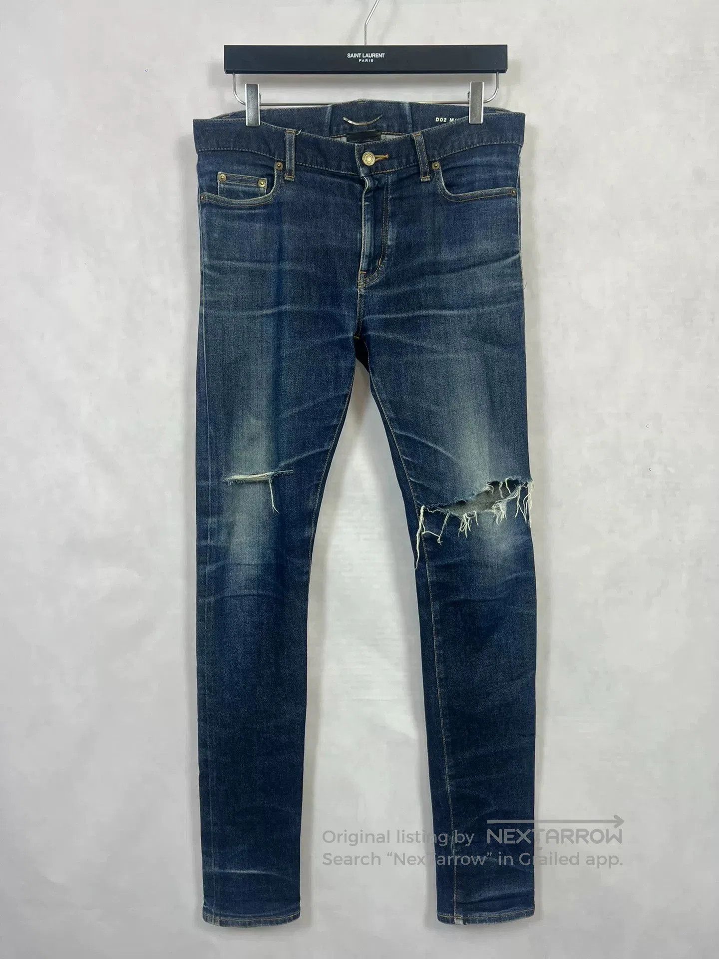 Saint Laurent Paris Saint Laurent Blue Distressed Denim Pants. Size US 31 - 1 Thumbnail