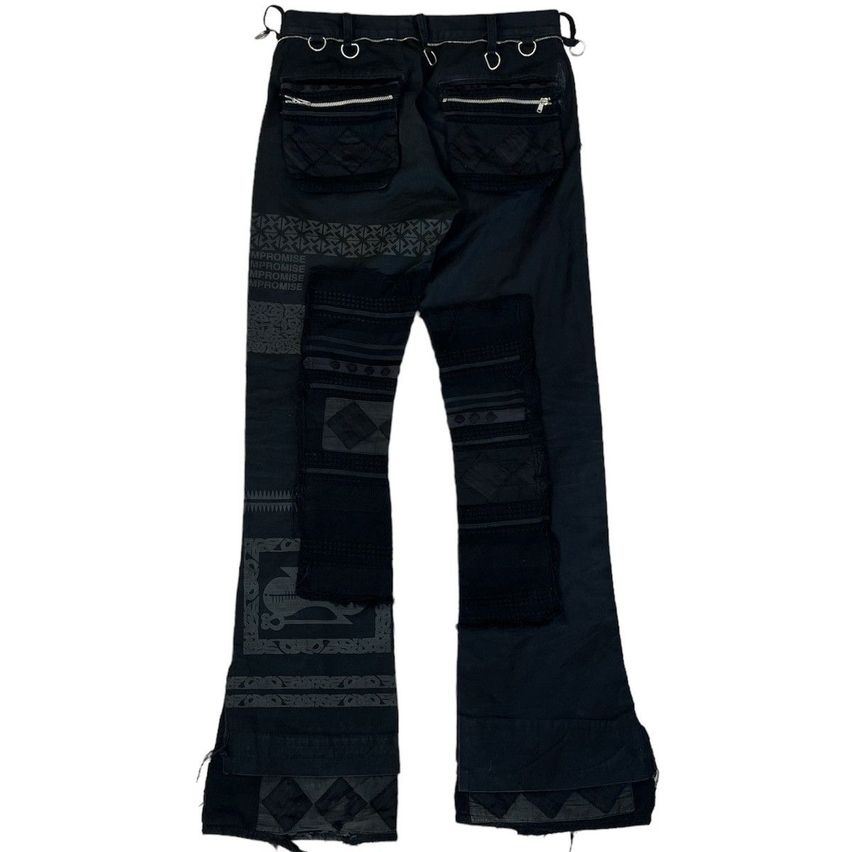 image of Undercover Ss03 Scab Flared Patchwork Pants in Black, Men's (Size 30)