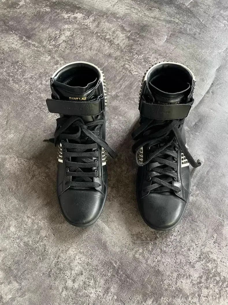 Saint Laurent Paris Saint Laurent Paris Black and White Bullet Studs Mixed Vel Size US 7 / EU 40 - 3 Thumbnail