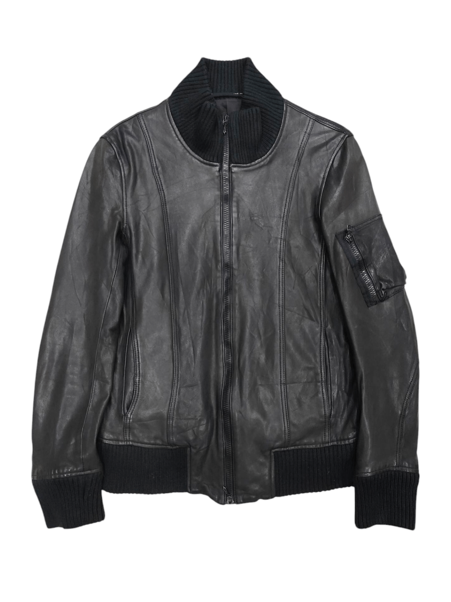 Japanese Brand LAT 40.8- Minimal Italian Cut Lambskin Slim Leather Jacket Size US M / EU 48-50 / 2 - 1 Thumbnail