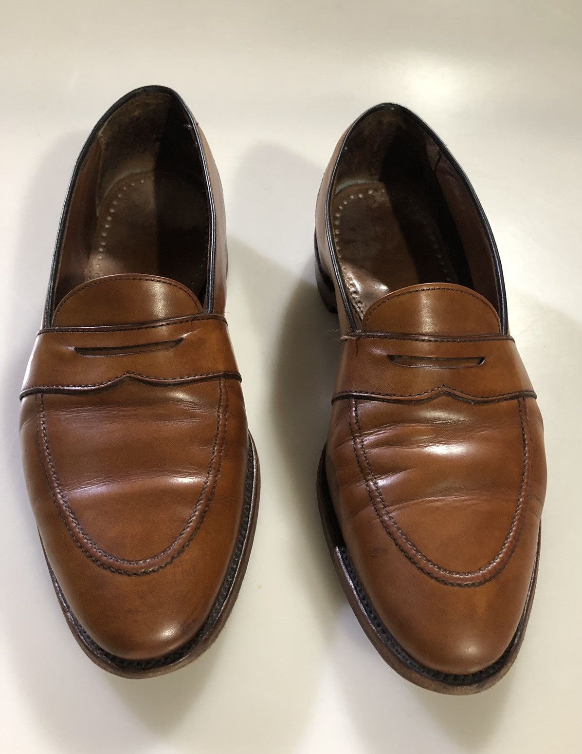 Allen Edmonds AE 🇺🇸 Tobacco Brown Leather Raised Seam Penny Loafer 12 D Size US 12 / EU 45 - 1 Thumbnail