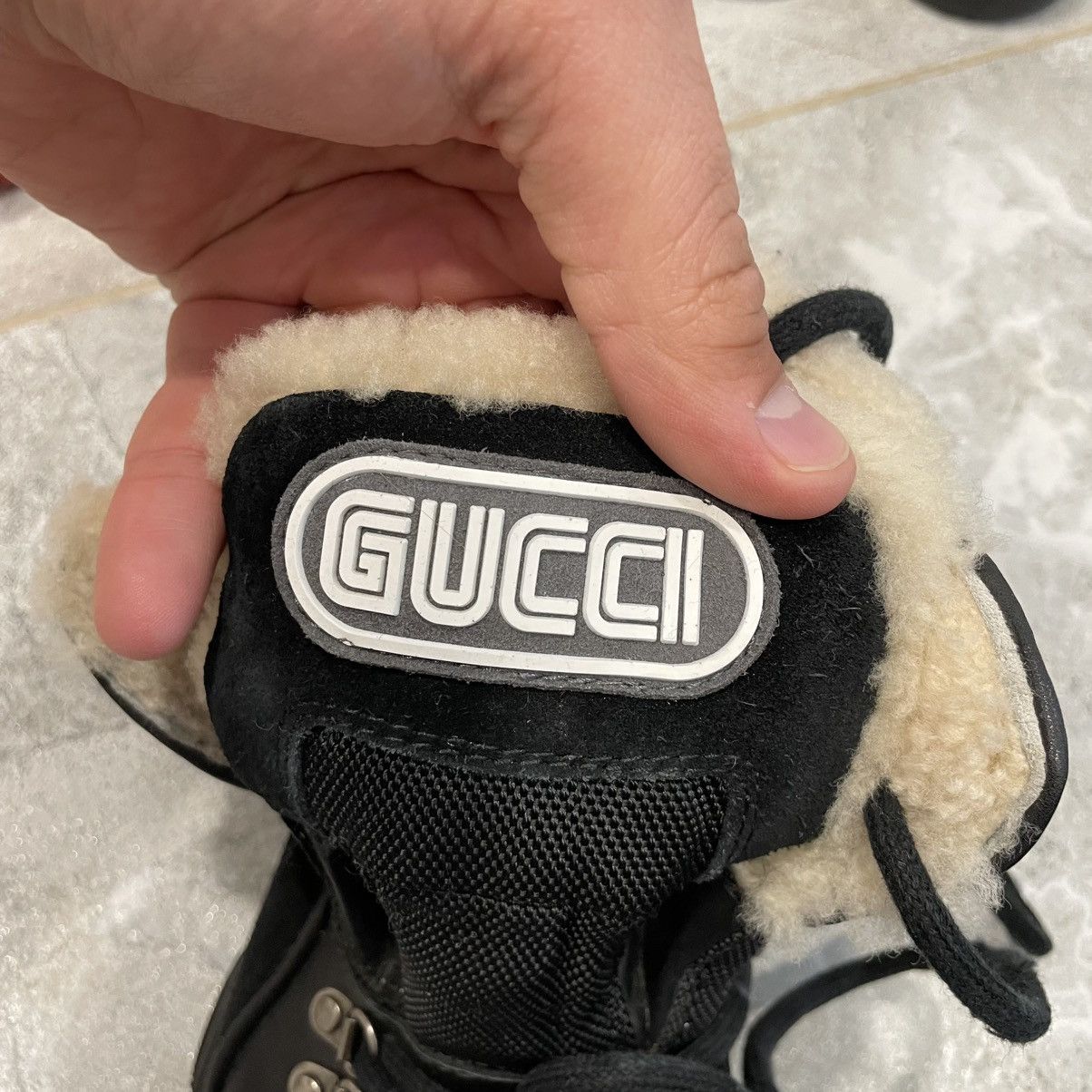 If Six Was Nine × Le Grande Bleu (L.G.B.) Gucci Flashtrek Sneaker shoes leather canvas fur faux boots Size US 5 / IT 35 - 4 Thumbnail