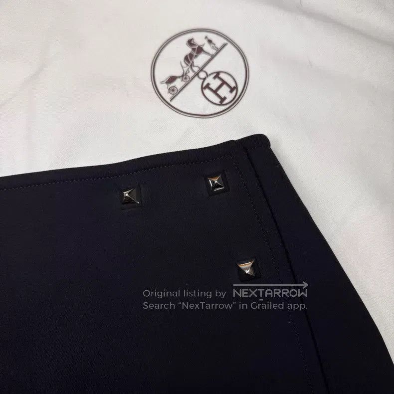 Hermes Hermes Black Stud Denim Short Skirt Size 42" / US 20 - 3 Thumbnail