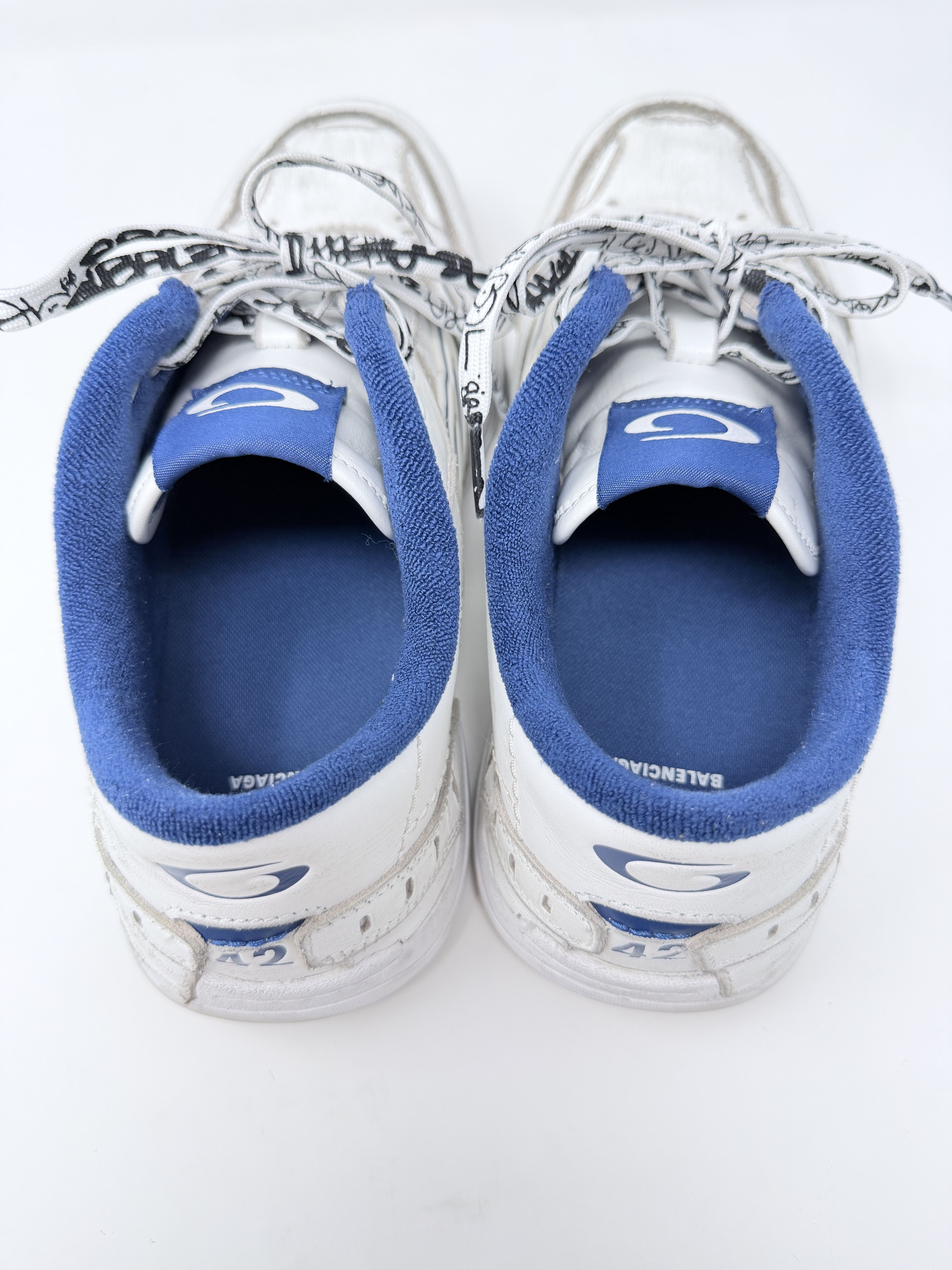 Balenciaga Balenciaga Hampton Sneaker White Blue Distressed Size US 9 / EU 42 - 11 Thumbnail