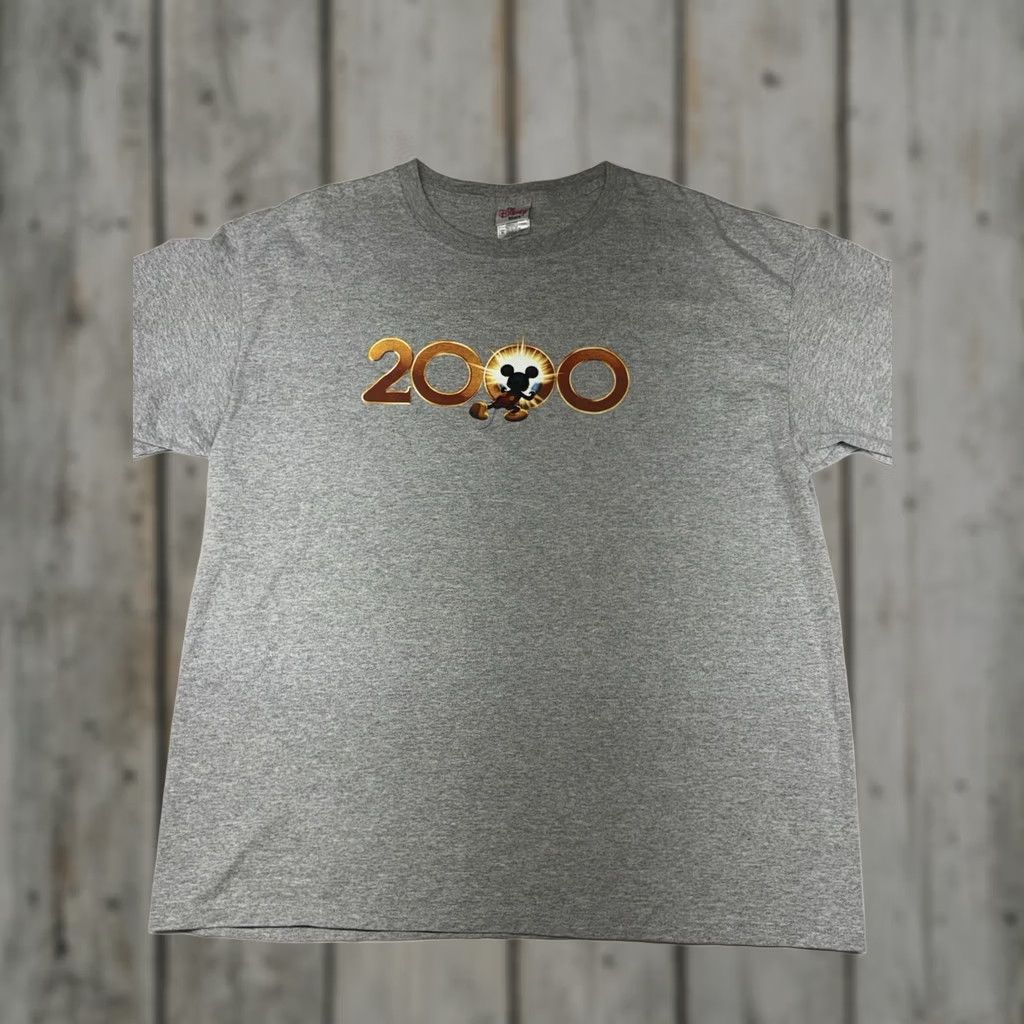 Disney VINTAGE Disney Mickey Mouse Millennium Gray T-Shirt Mens XL 2000s Short Sleeve Jersey Cotton Crew Neck Logo 90s Disney Shirt Size US XL / EU 56 / 4 - 1 Thumbnail