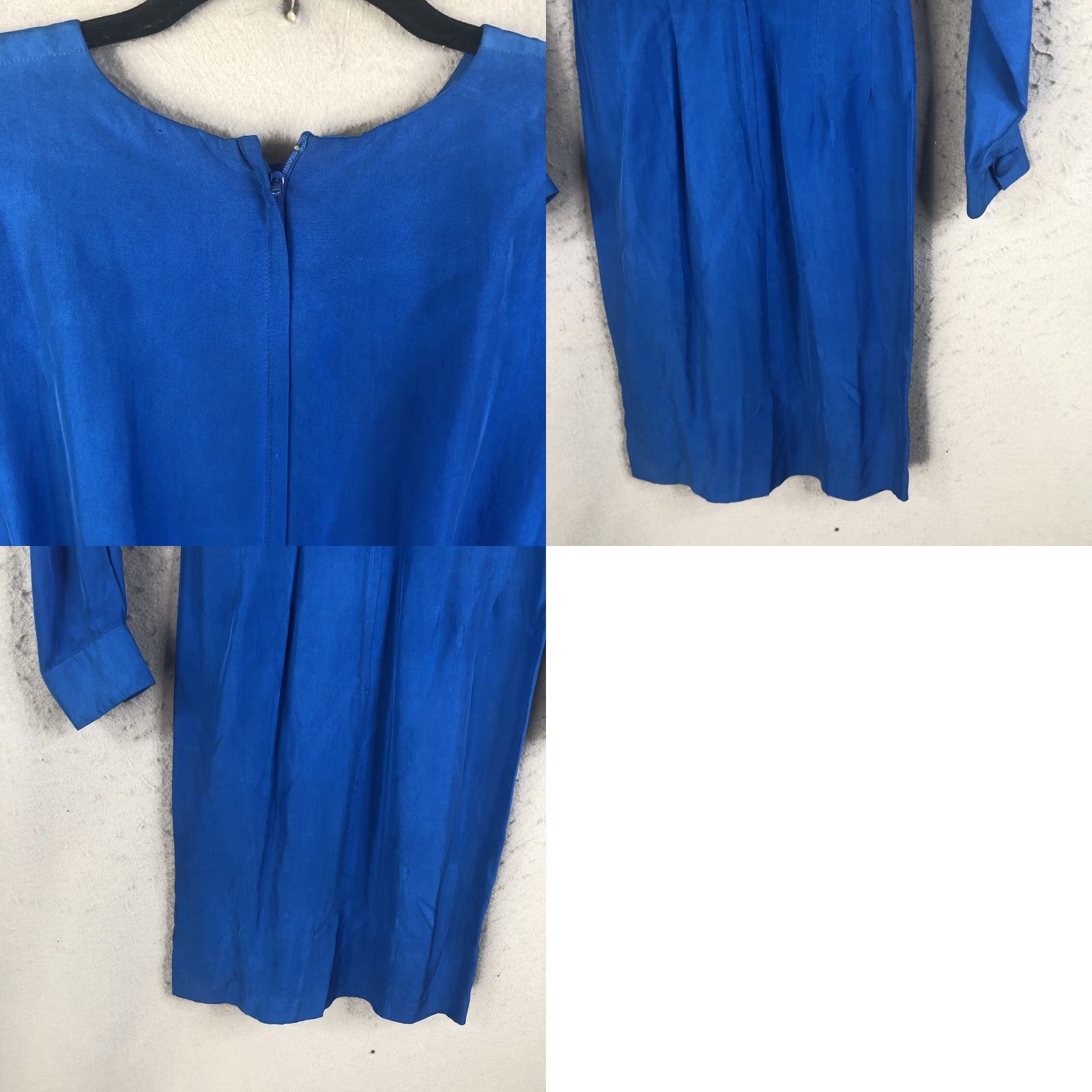 Ann Taylor VINTAGE Ann Taylor Dress Womens 2 Blue 100% Silk Solid Knee Length 3/4 Sleeve Round Neck Zip Pencil Dress Womens Size XS / US 0-2 / IT 36-38 - 10 Thumbnail
