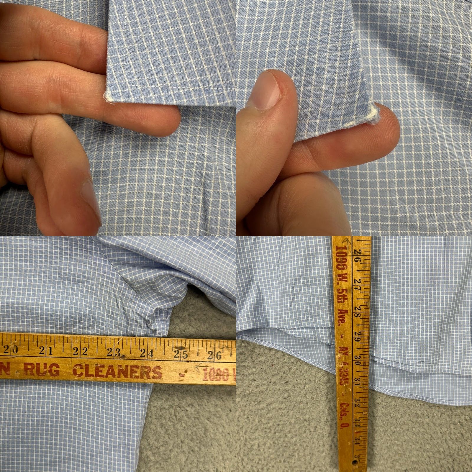 Vintage Ledbury Dress Shirt 17 Blue White Grid Check Slim Fit Button Up Long Sleeve Mens Size 46R - 8 Thumbnail