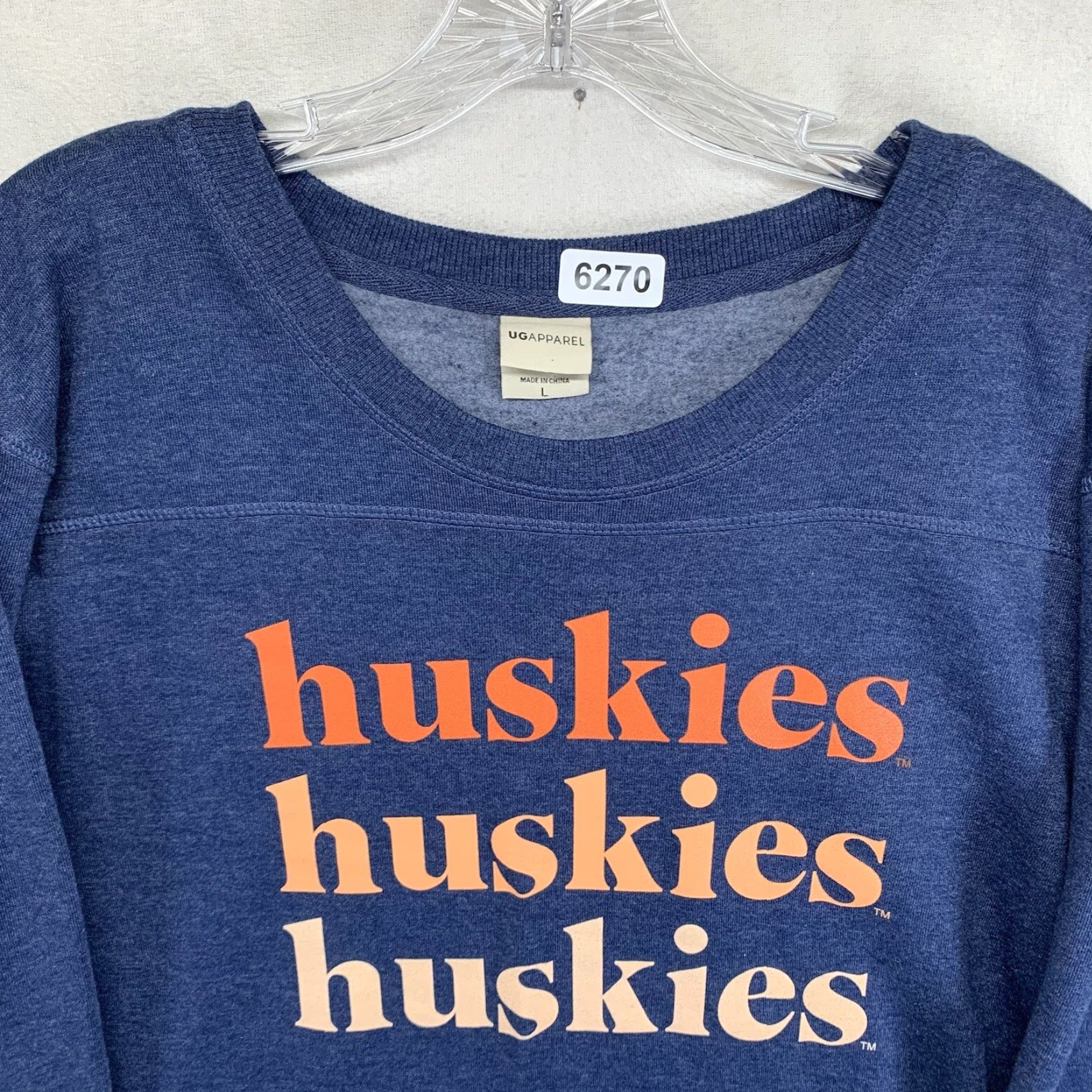 Vintage Women’s Sweatshirt L Blue Dog lovers UG Apparel University Logo Graphic Pullover Regular Long Sleeve All Seasons Lightweight Comfort Size L / US 10 / IT 46 - 4 Thumbnail