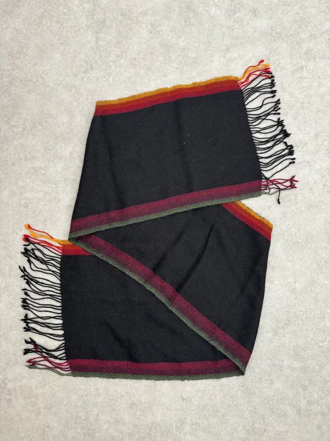 Balenciaga 2000s Balenciaga Paris Black Wool Multicolor Scarf Size ONE SIZE - 1 Thumbnail