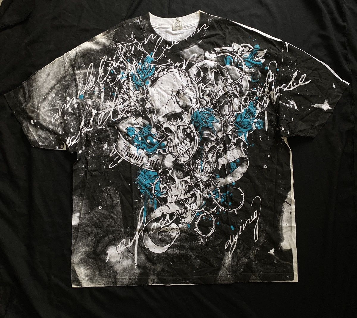 Affliction Skull Tribal all overprint Tee Size US XXL / EU 58 / 5 - 1 Thumbnail